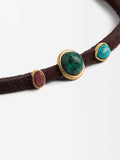 Pulsera De Cordón De Piel Con Piedras