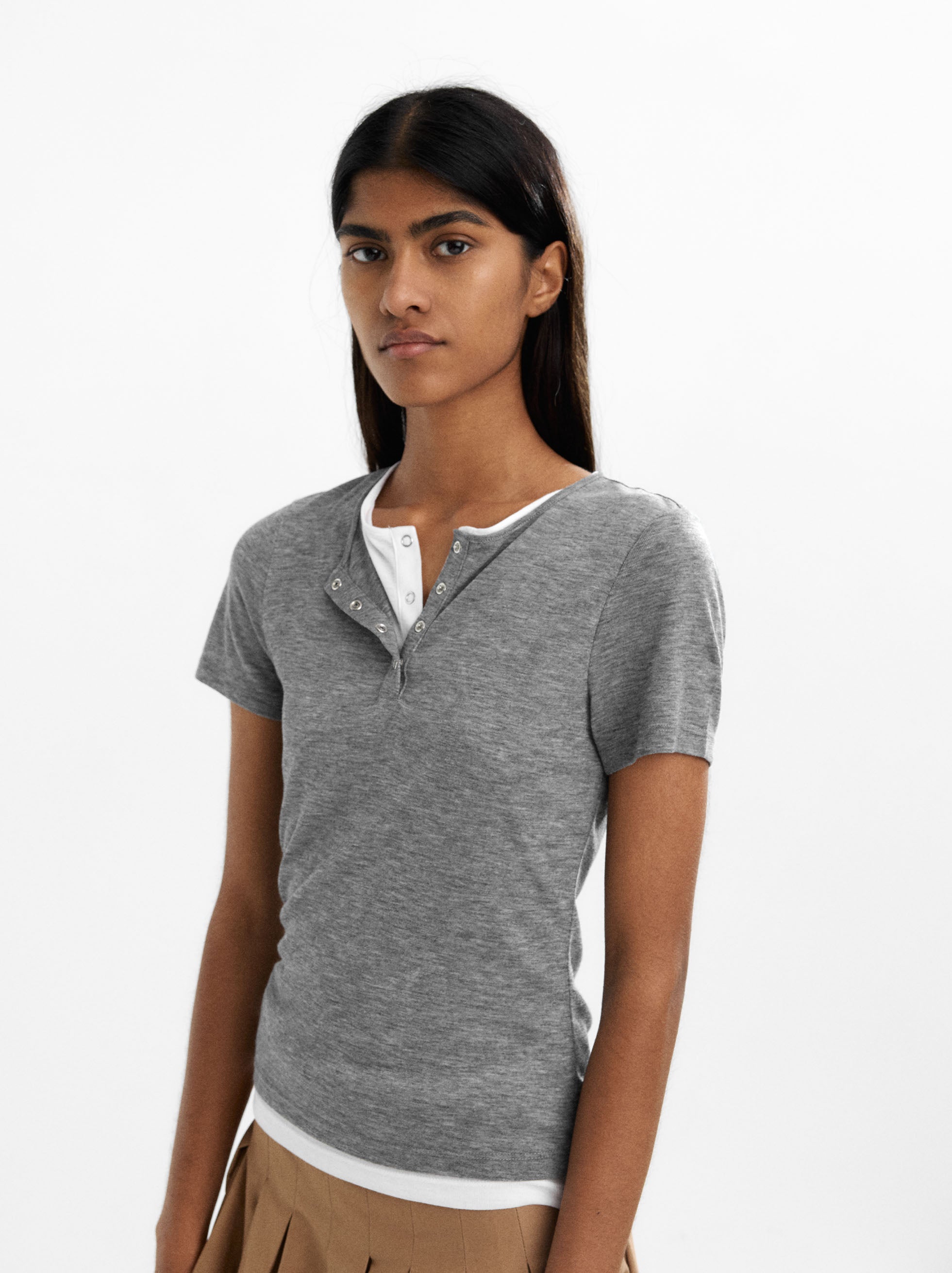 Camiseta Con Botones De Efecto Doble