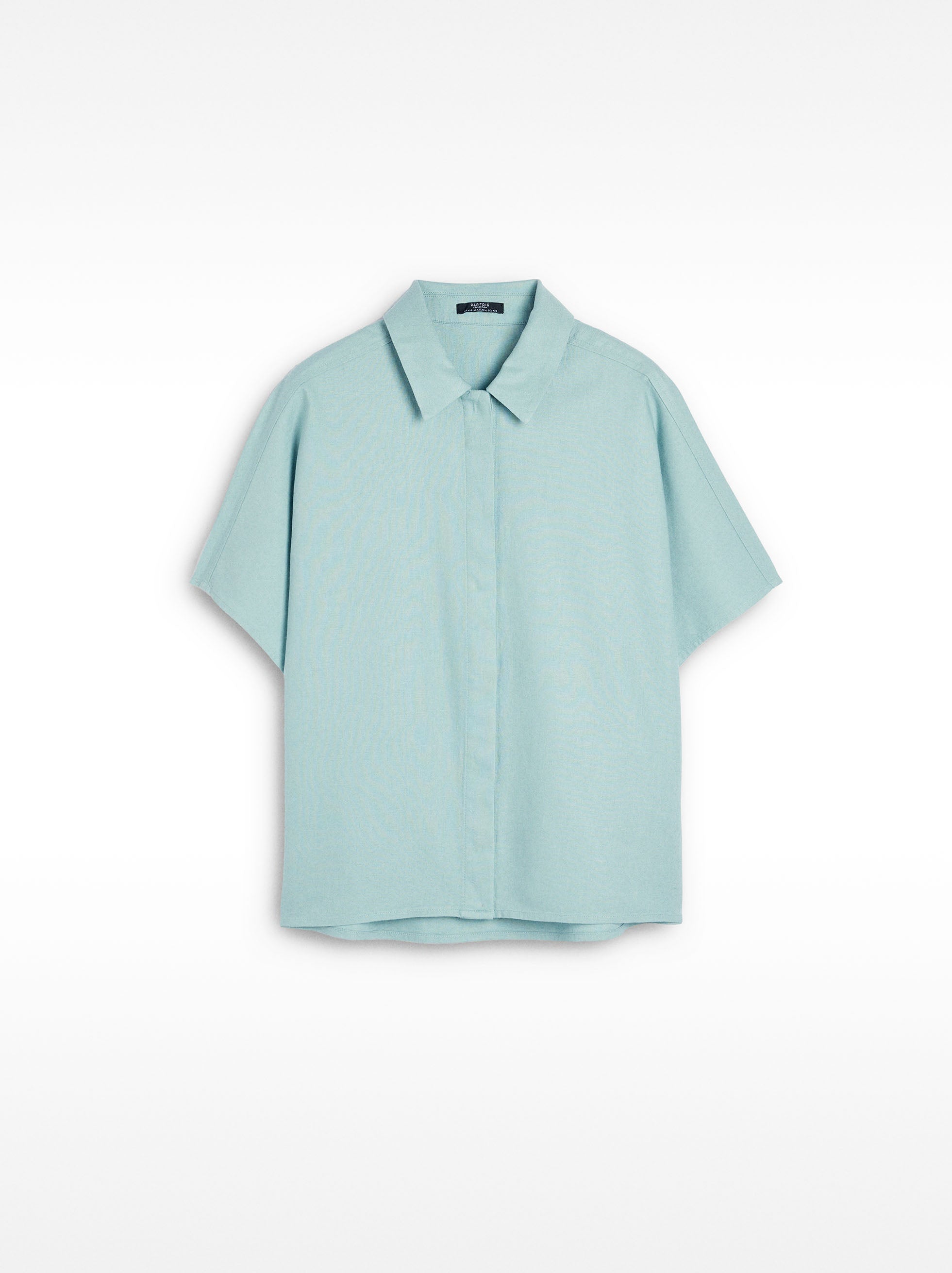 Camisa Manga Corta Con Lino