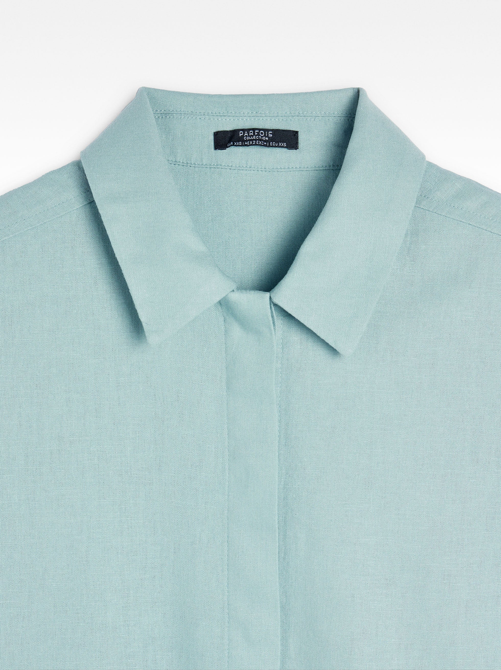 Camisa Manga Corta Con Lino