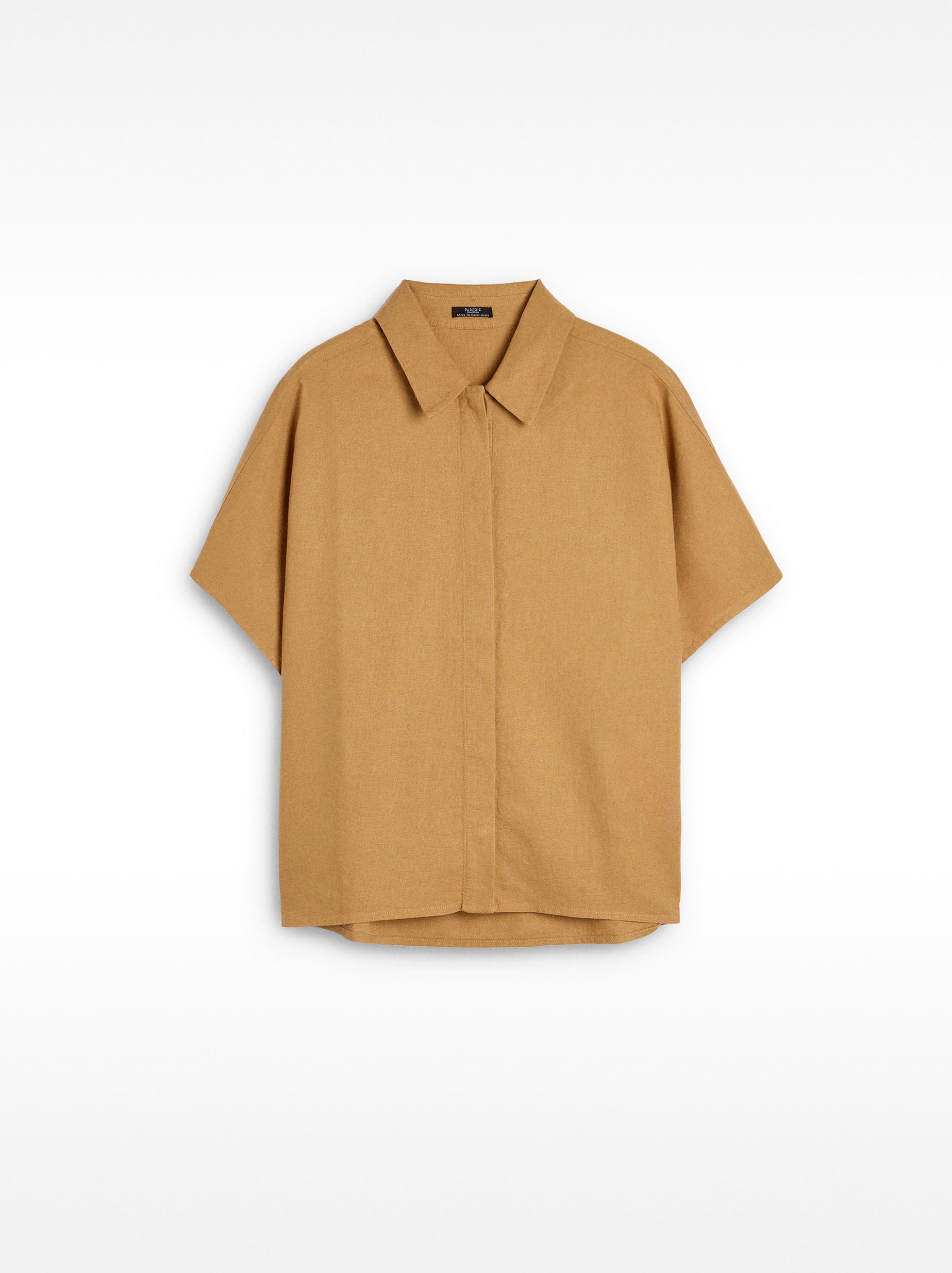 Camisa Manga Corta Con Lino