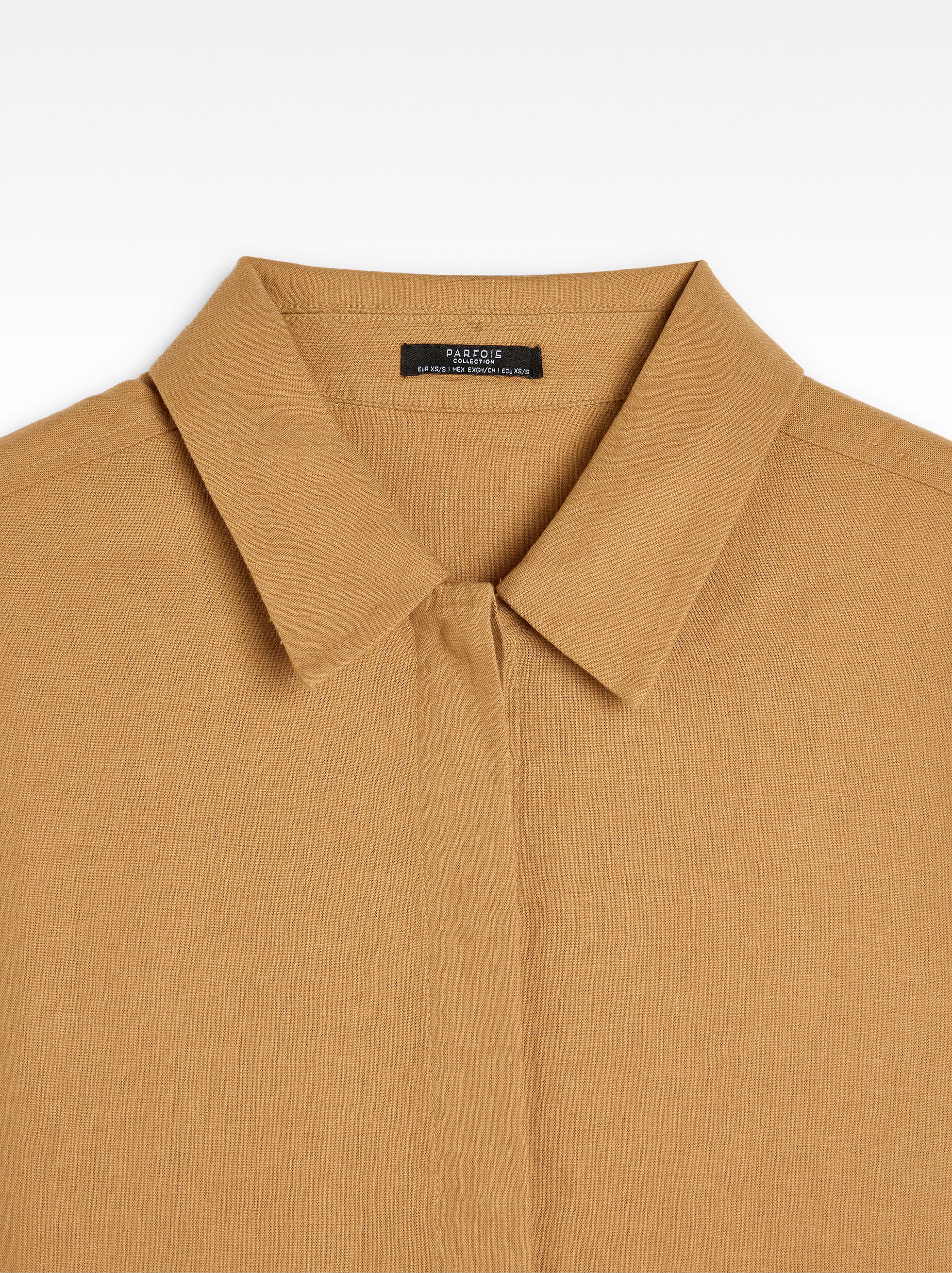 Camisa Manga Corta Con Lino