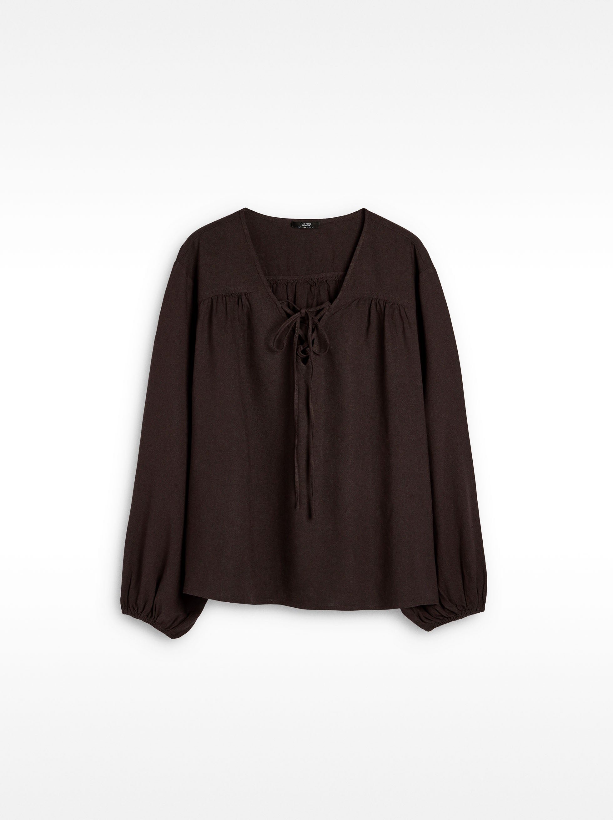 Blusa Manga Larga Con Lino