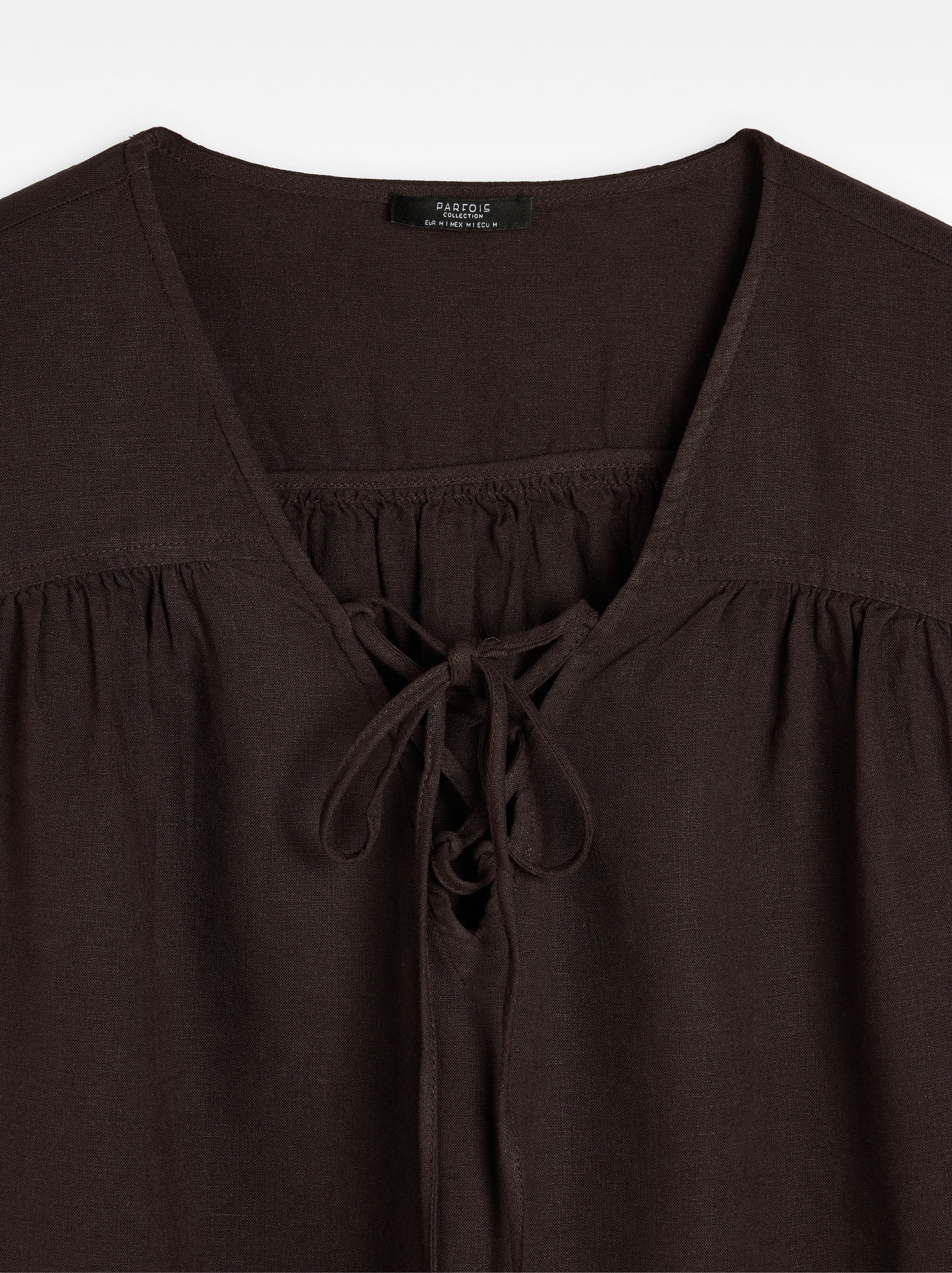 Blusa Manga Larga Con Lino