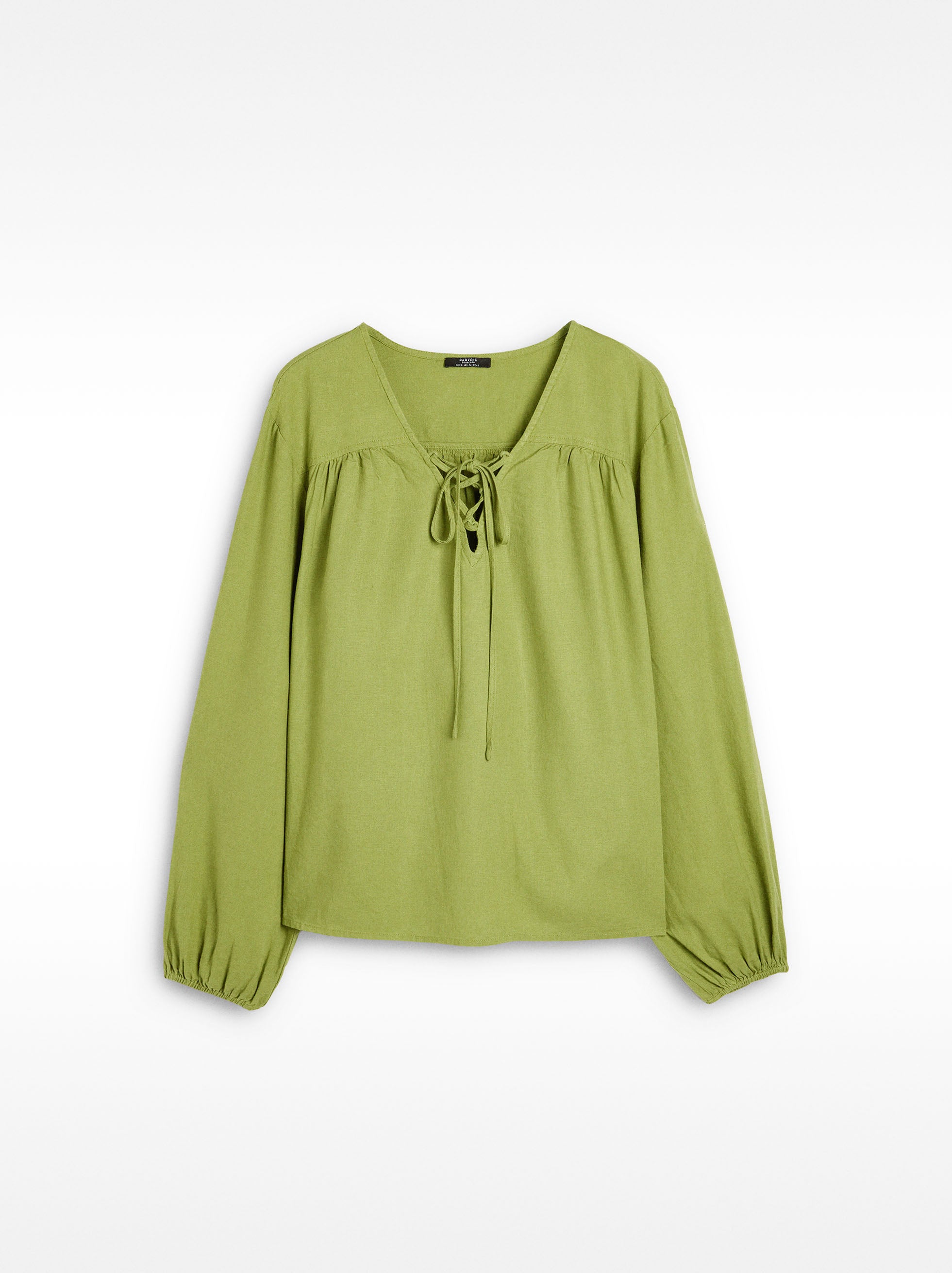 Blusa Manga Larga Con Lino