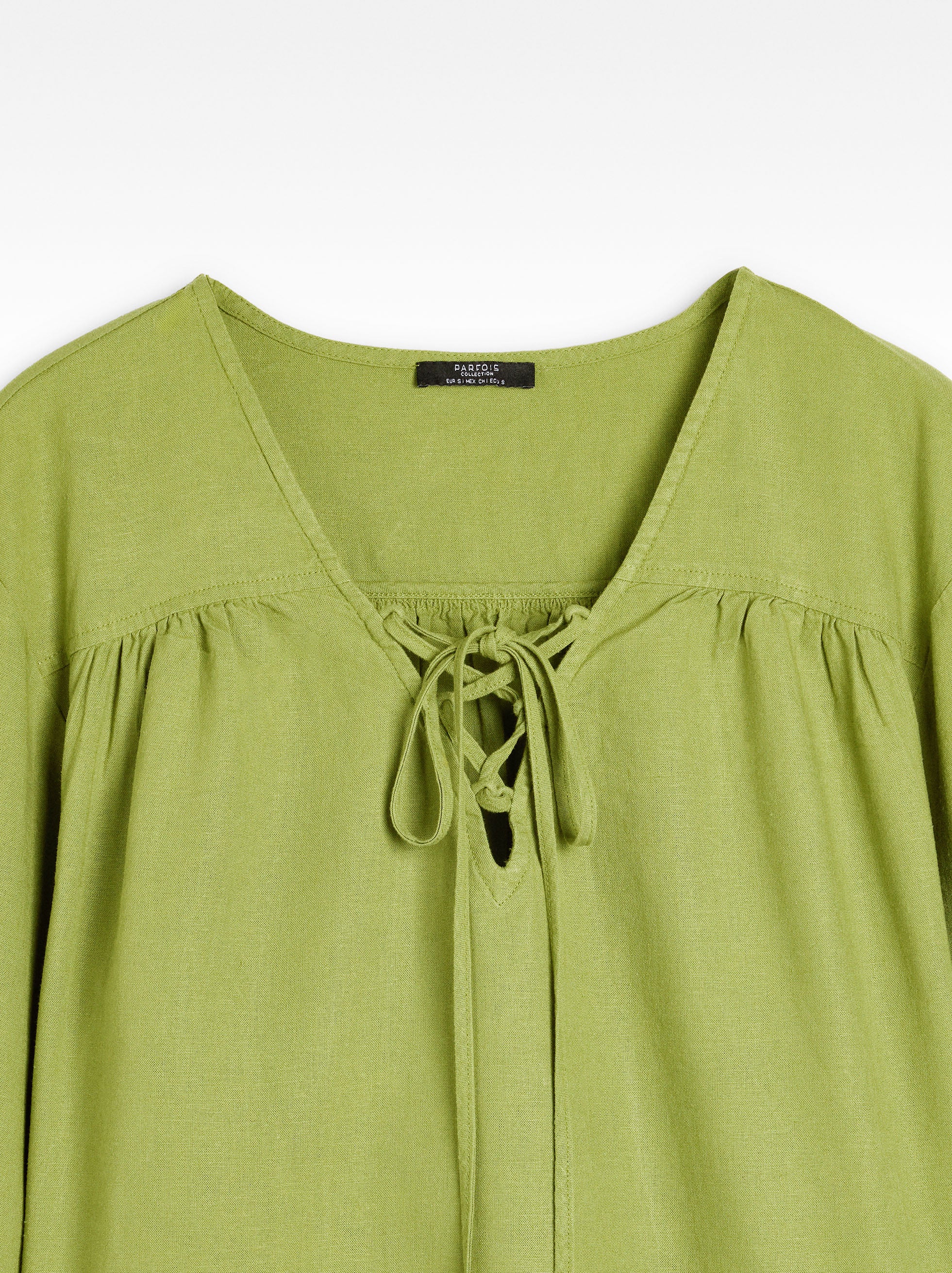 Blusa Manga Larga Con Lino