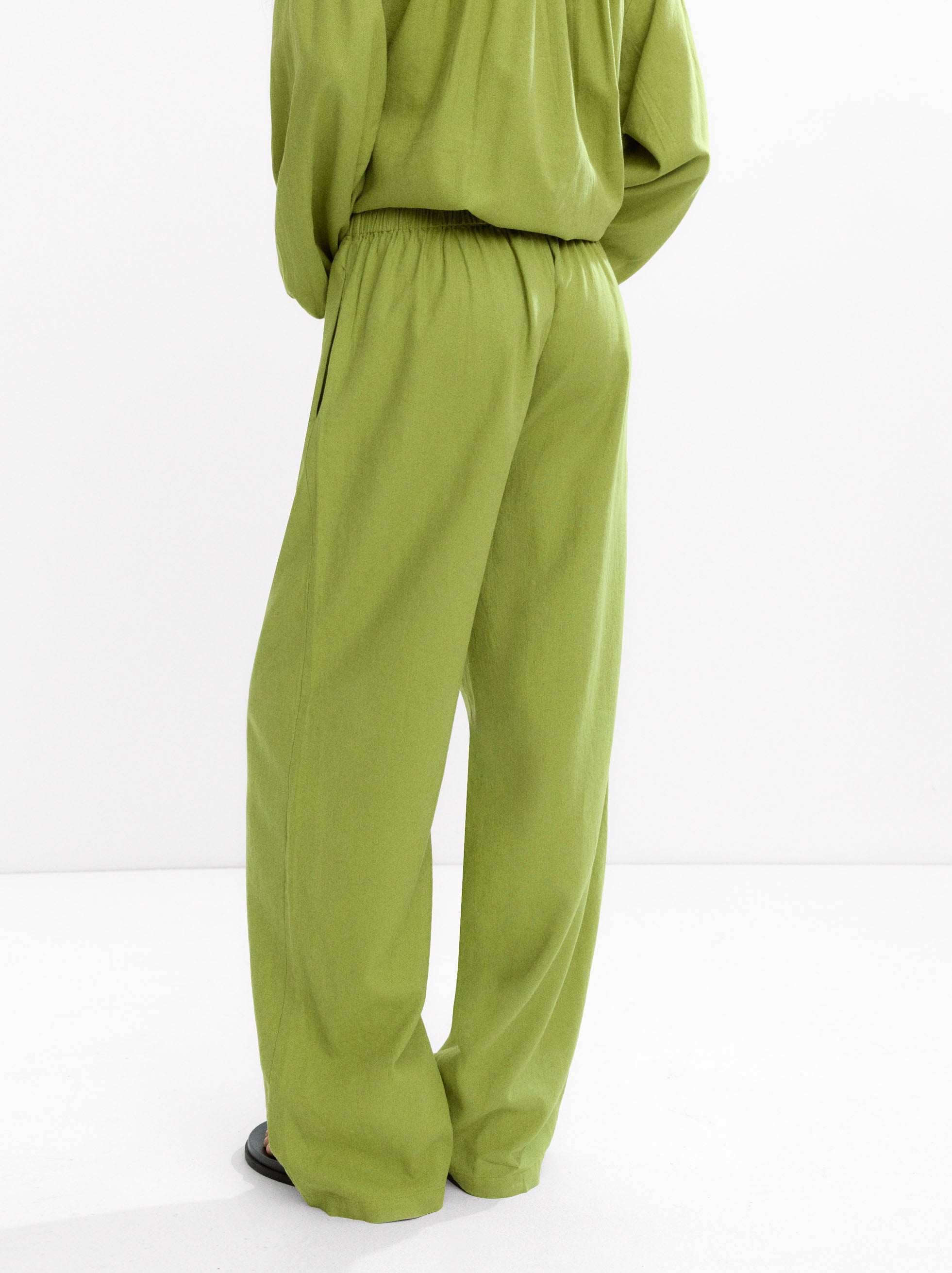 Pantalón Cintura Elástica Con Lino