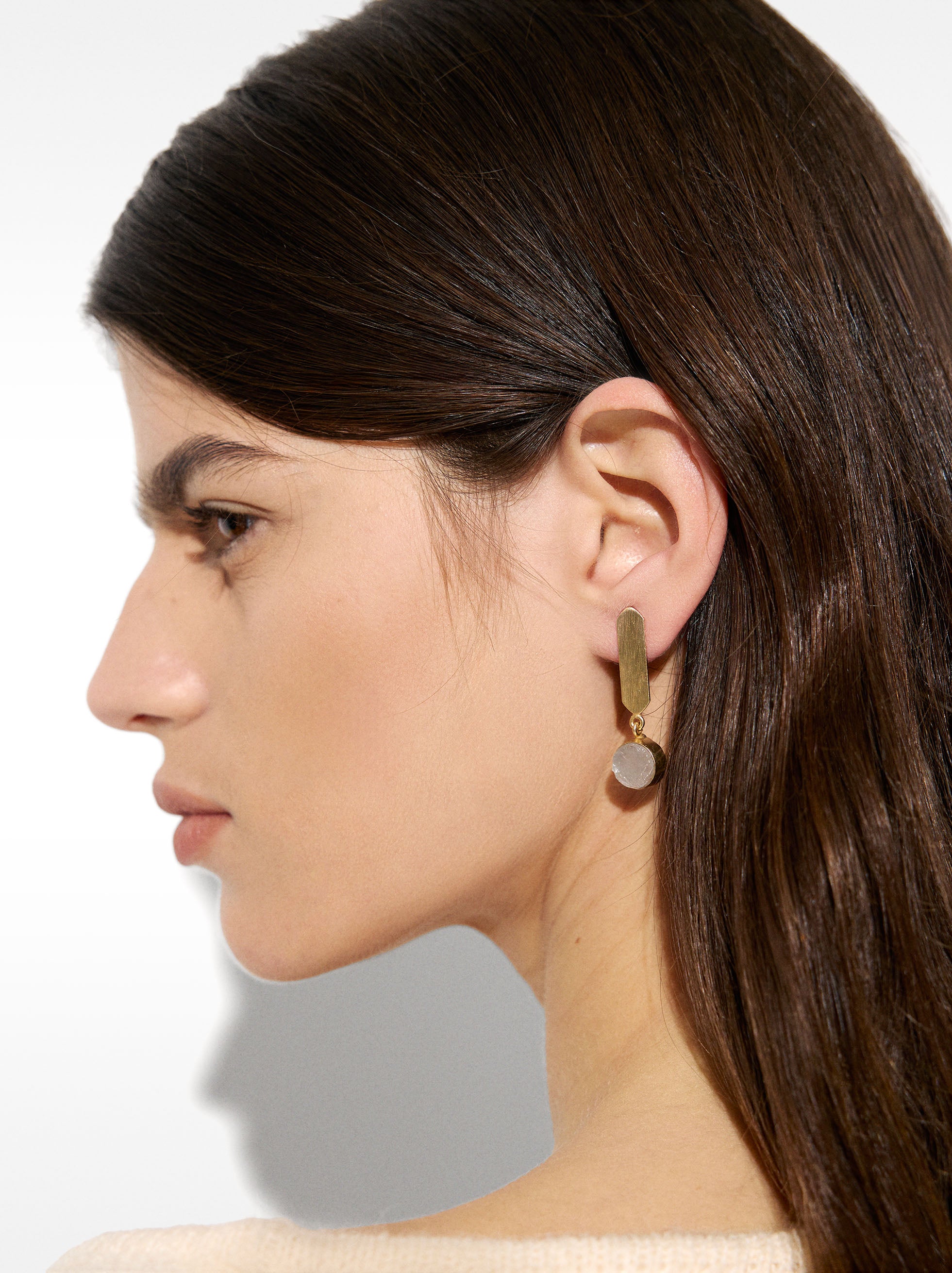 Aretes De Barra Con Piedra