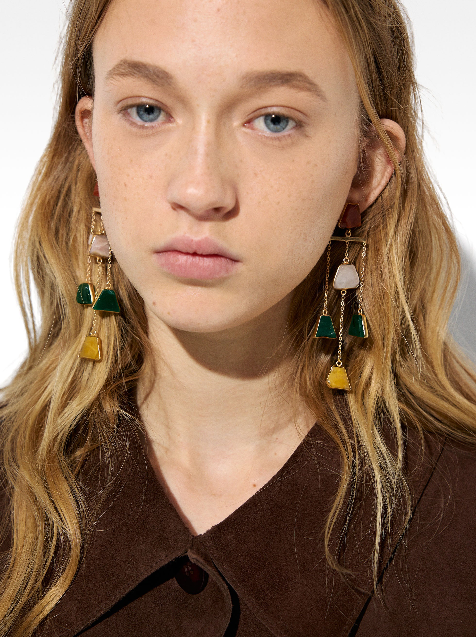 Aretes Largos Con Piedras