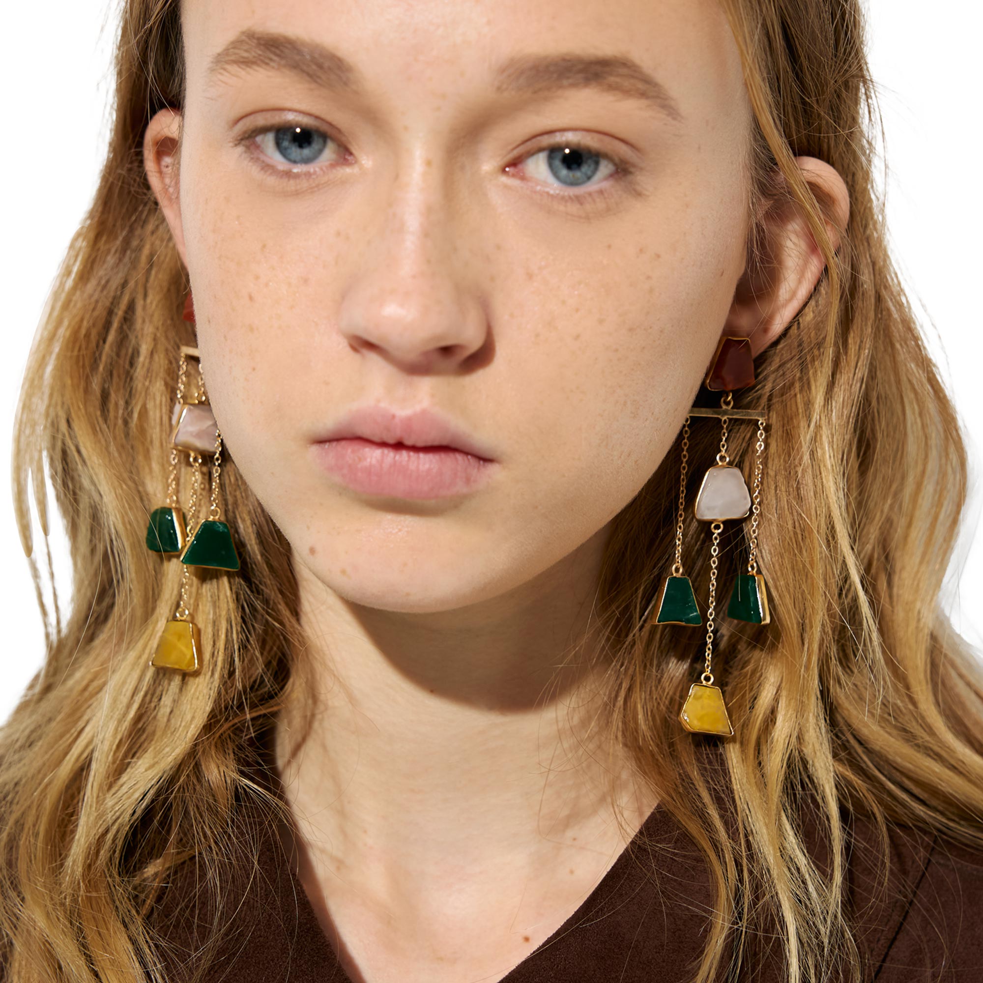 Pendientes Largos Con Piedras