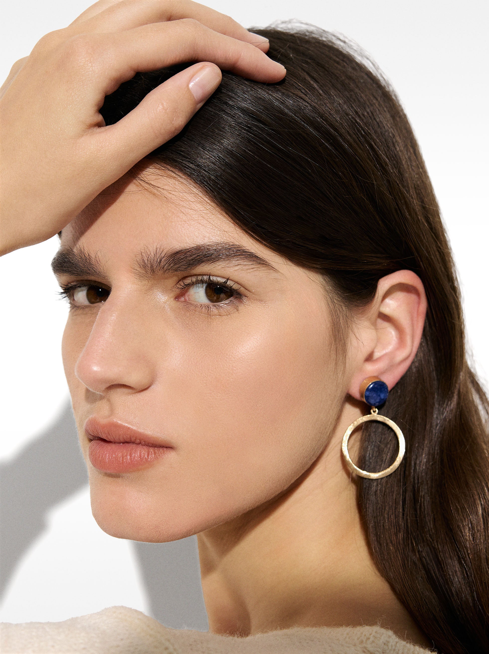 Aretes De Piedra Y Aro