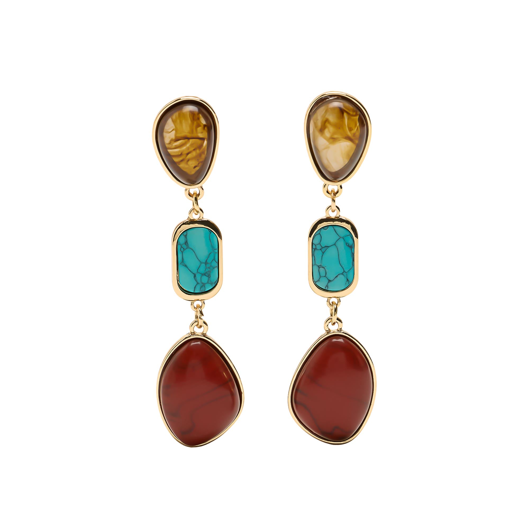 Pendientes Largos Con Piedras Multicolor