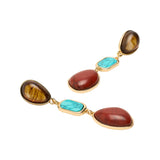 Pendientes Largos Con Piedras Multicolor