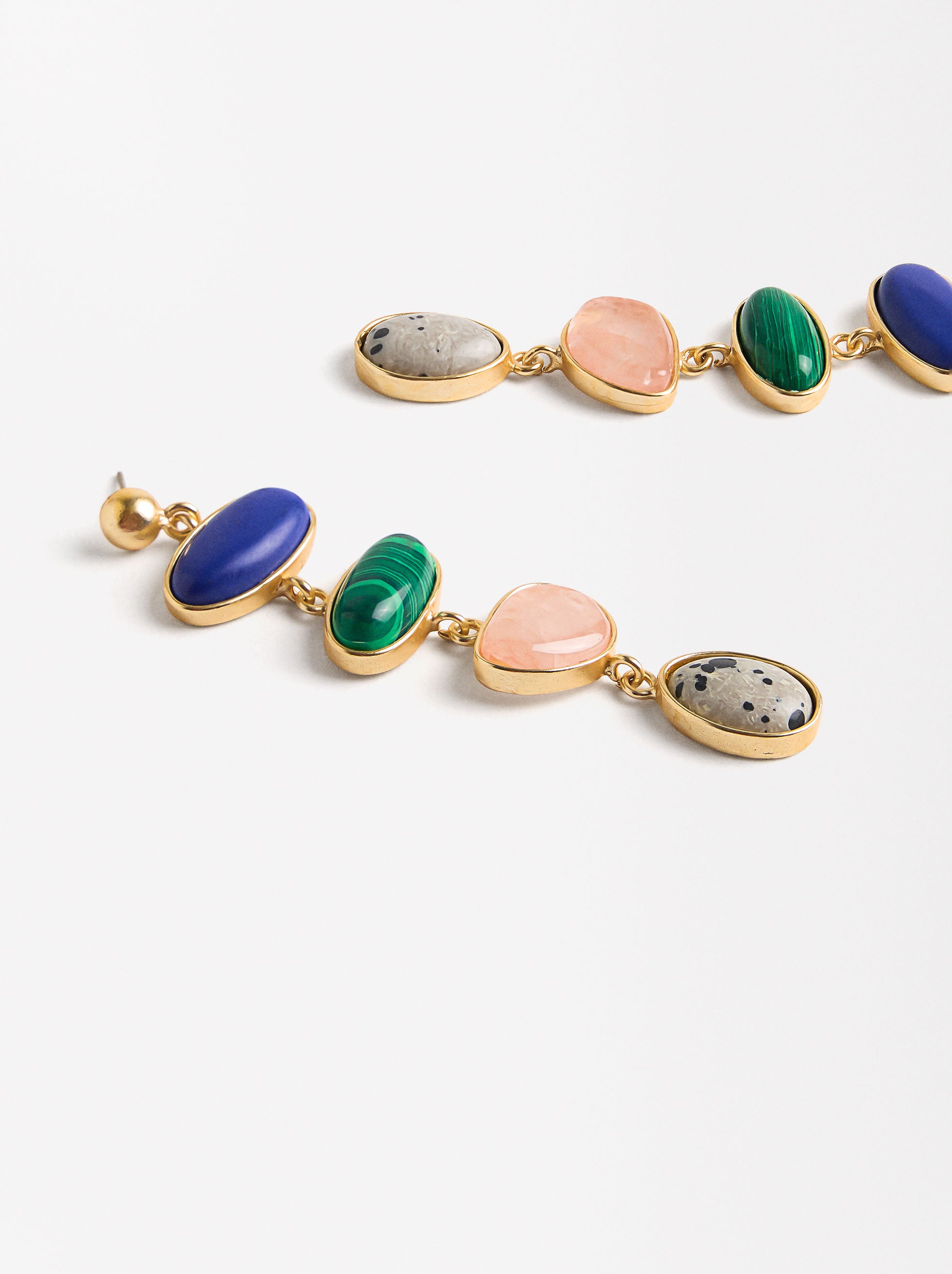 Aretes Largos Con Piedras
