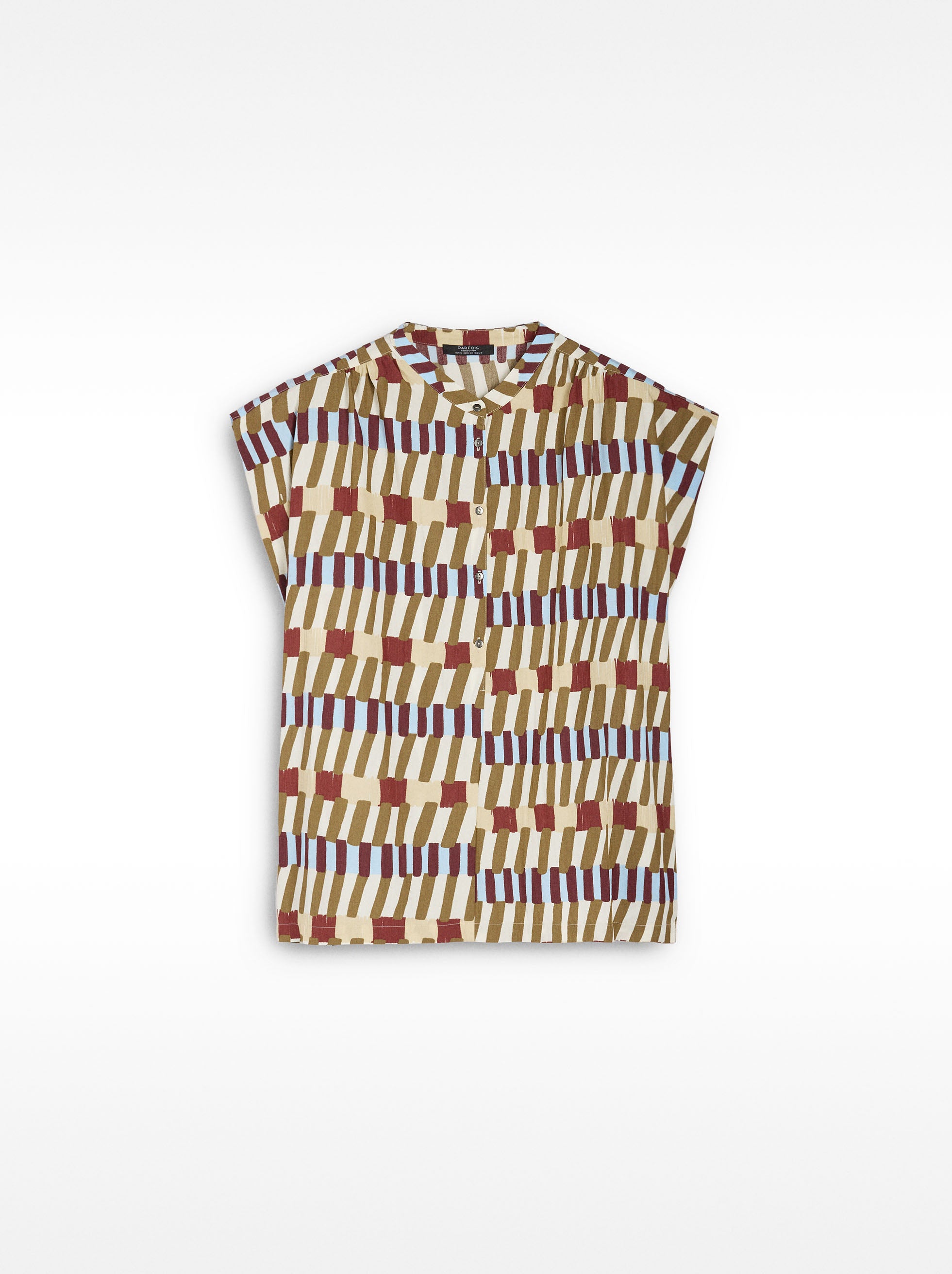 Top Estampado Con Cuello Mao