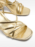 Sandalias De Tacón Cruzadas Metalizadas