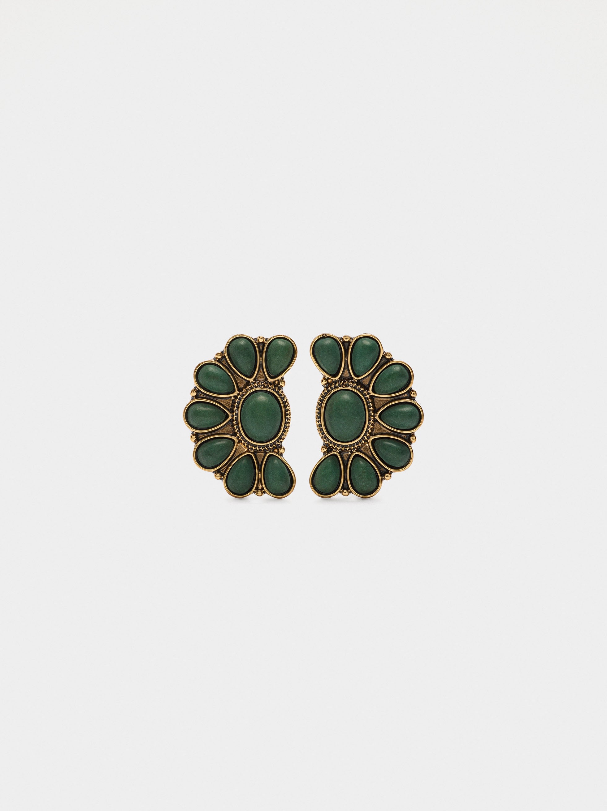 Pendientes Media Flor Con Piedras