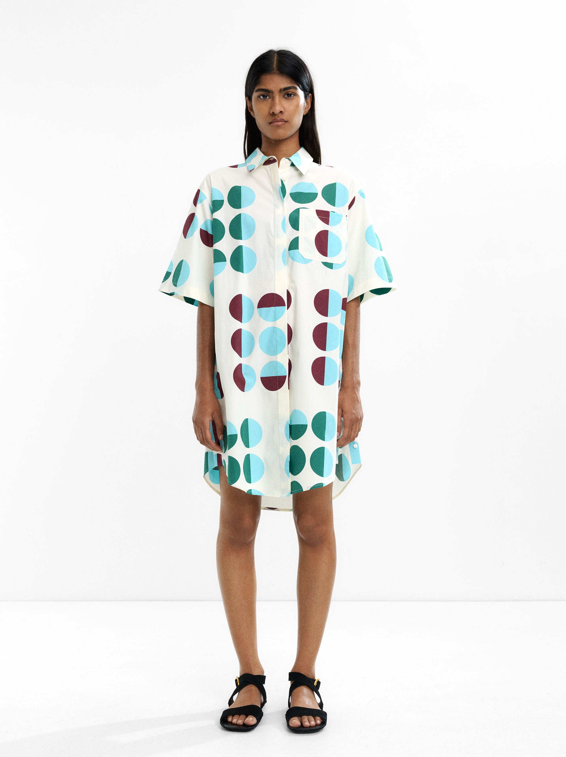 Vestido Camisero Estampado 100 % Algodón