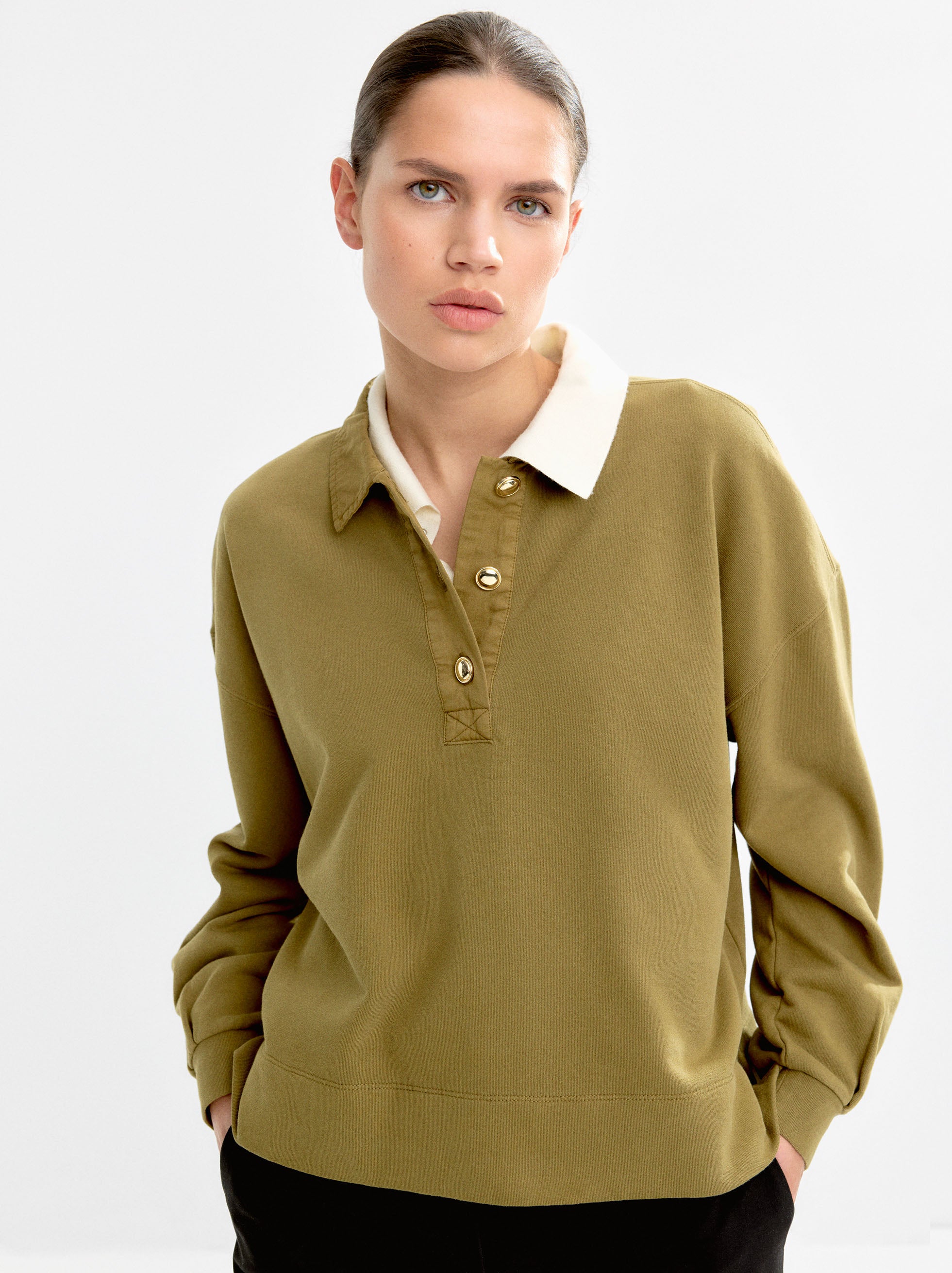 Sudadera 100 % Algodón Cuello De Polo