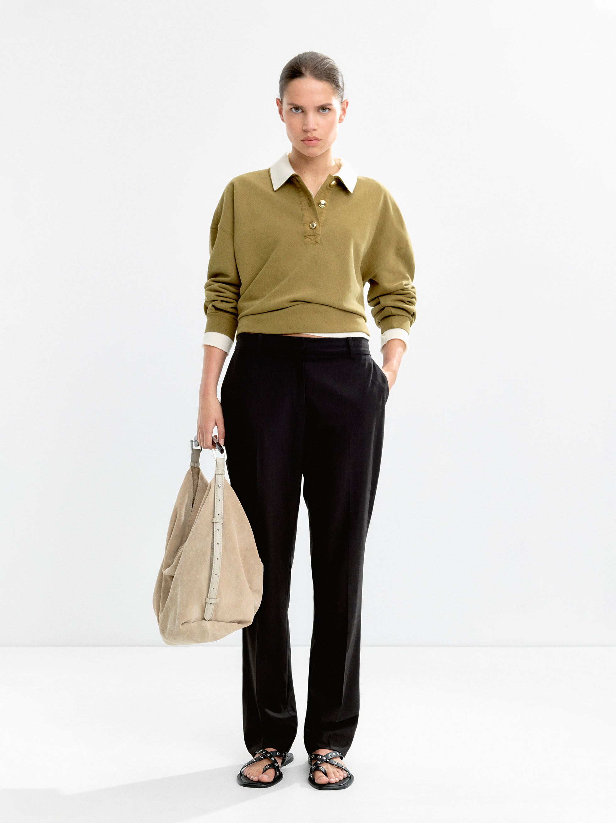 Sudadera 100 % Algodón Cuello De Polo