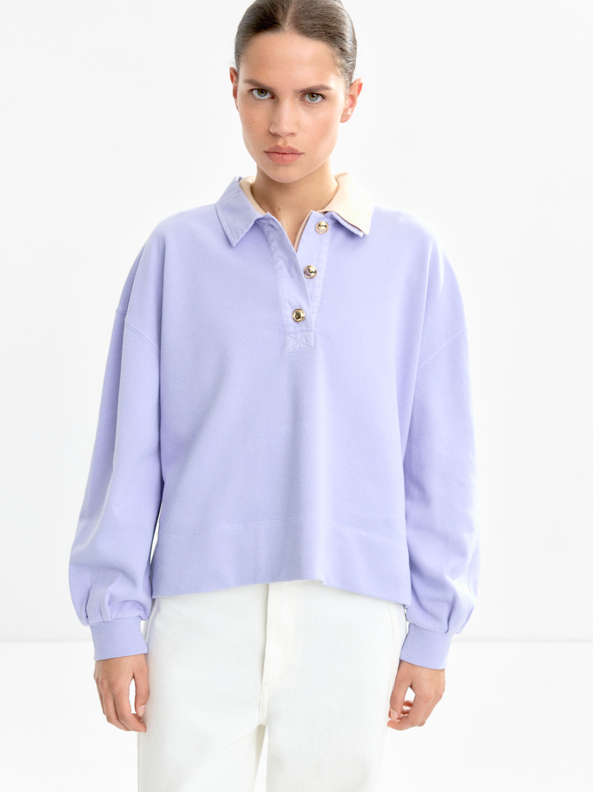 Sudadera 100 % Algodón Cuello De Polo