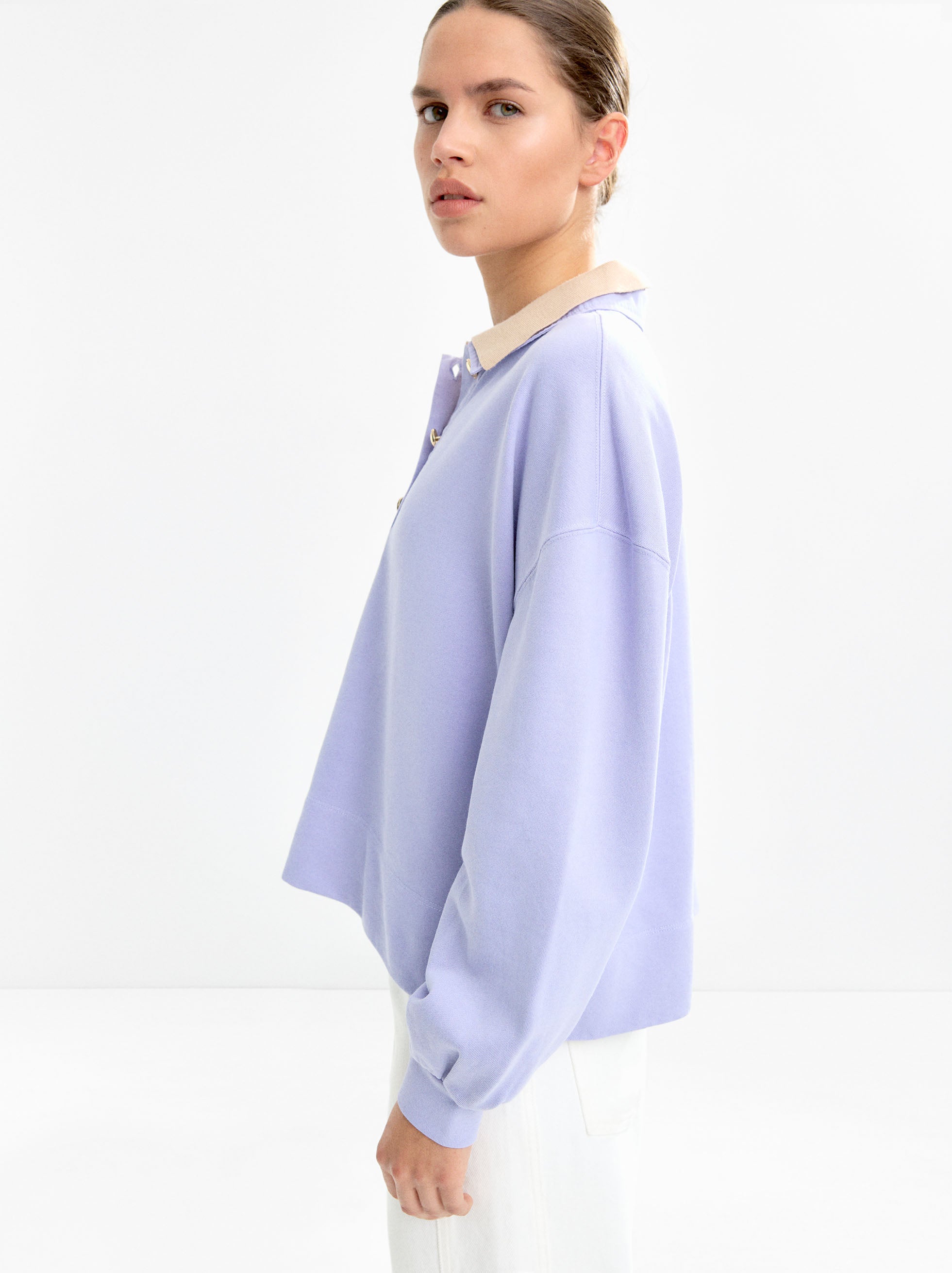 Sudadera 100 % Algodón Cuello De Polo