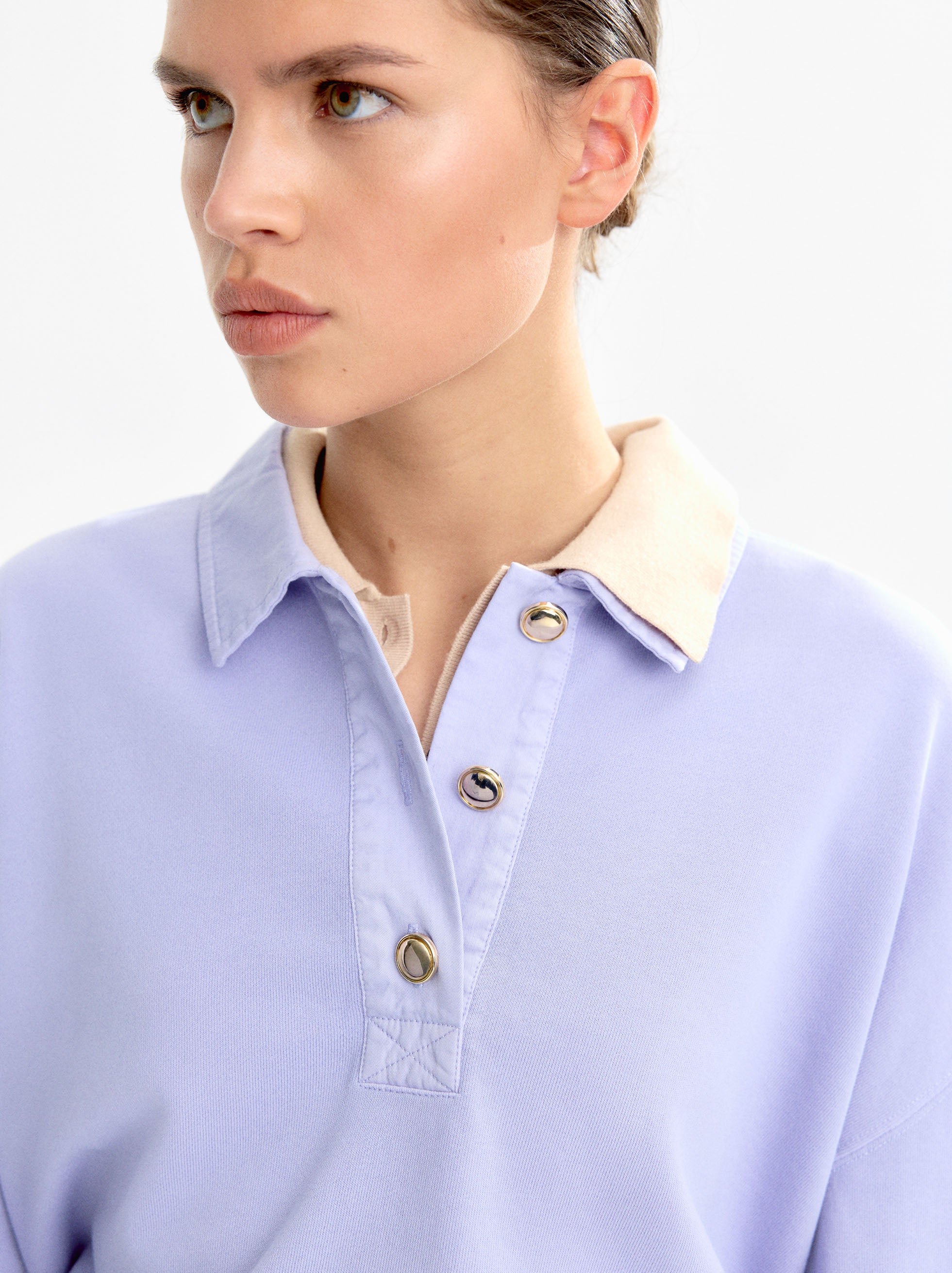 Sudadera 100 % Algodón Cuello De Polo