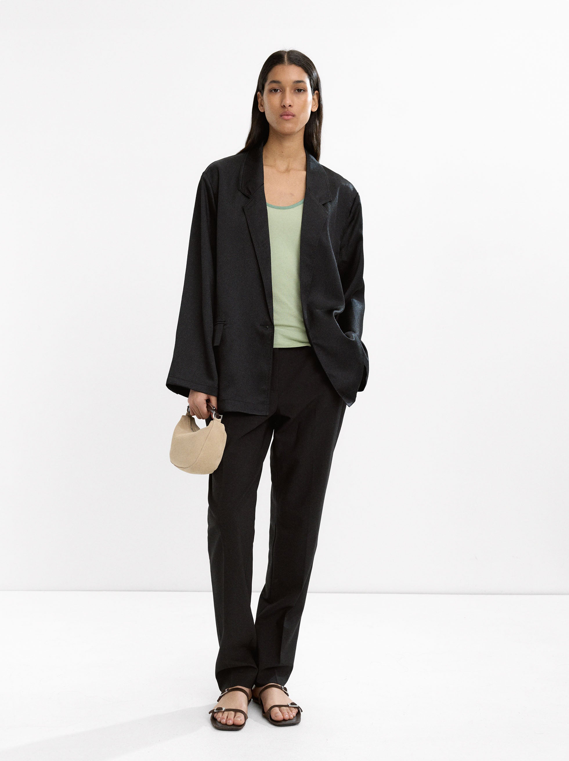 Blazer Satinado Con Textura