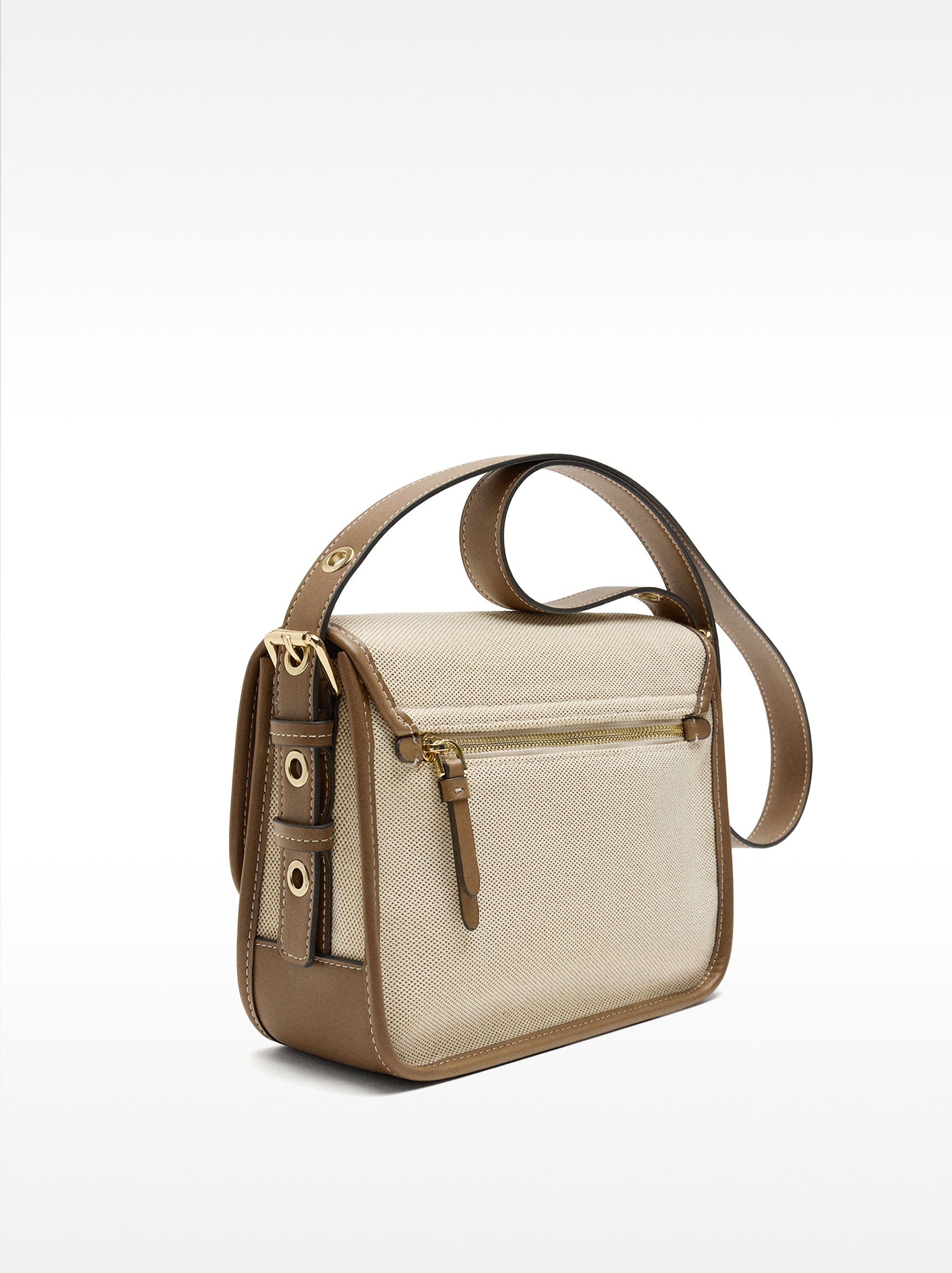 Bolso Bandolera En Tejido Con Cierre De Solapa