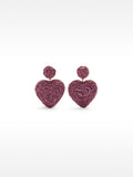 Aretes Corazón De Rafia
