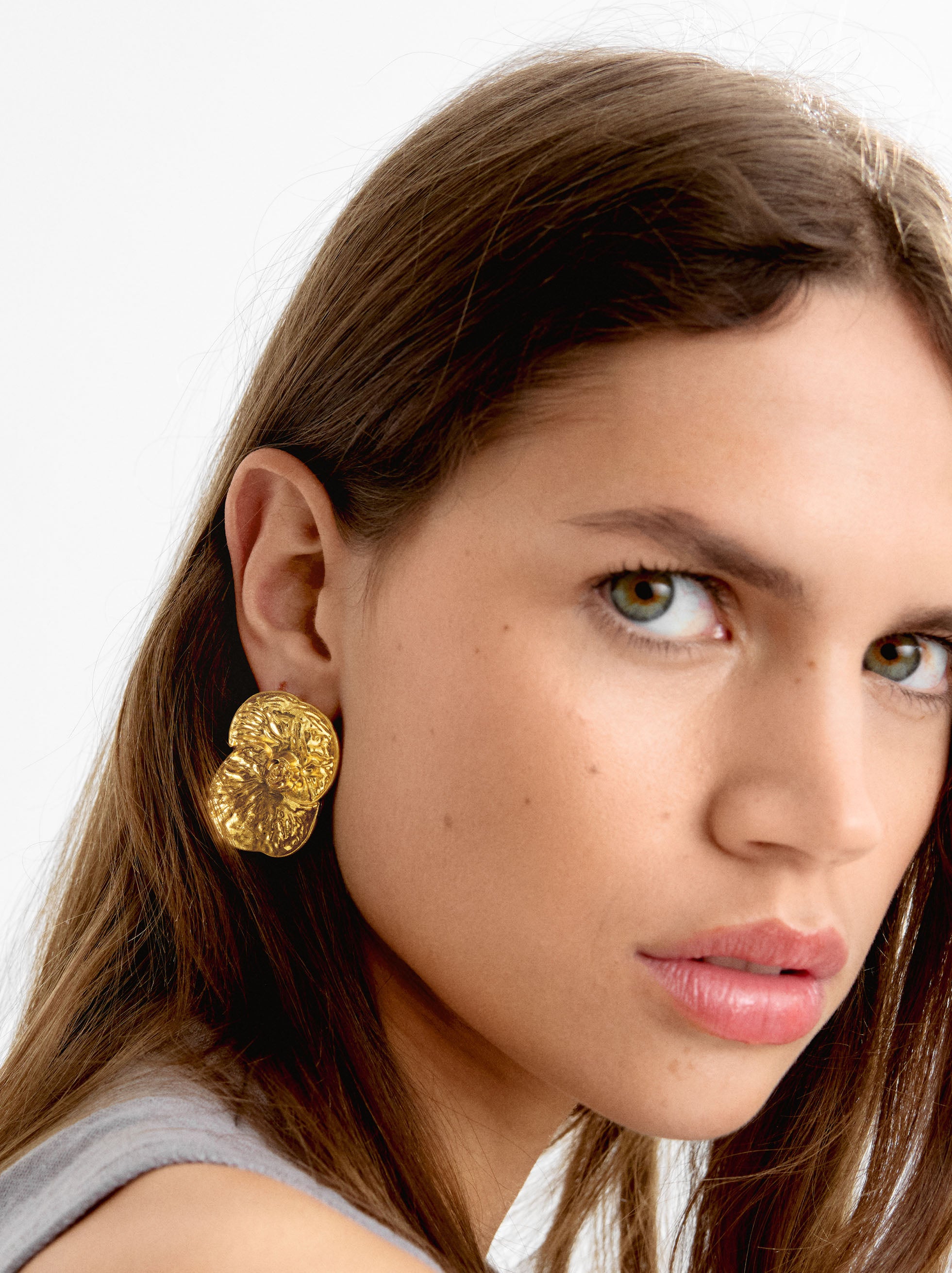 Aretes Maxi Flor Rectangulares