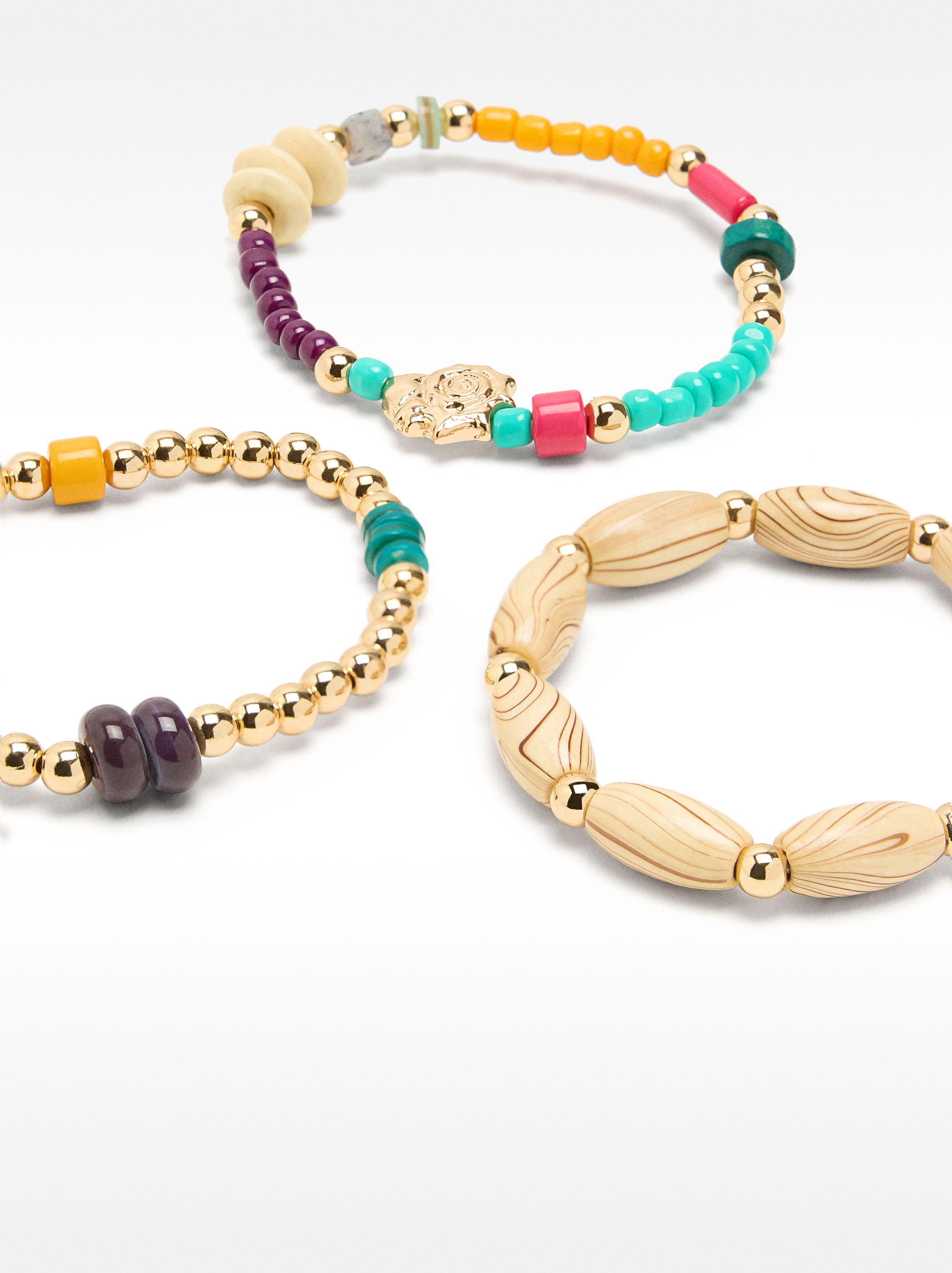 Set De Pulseras De Cuentas Multicolor