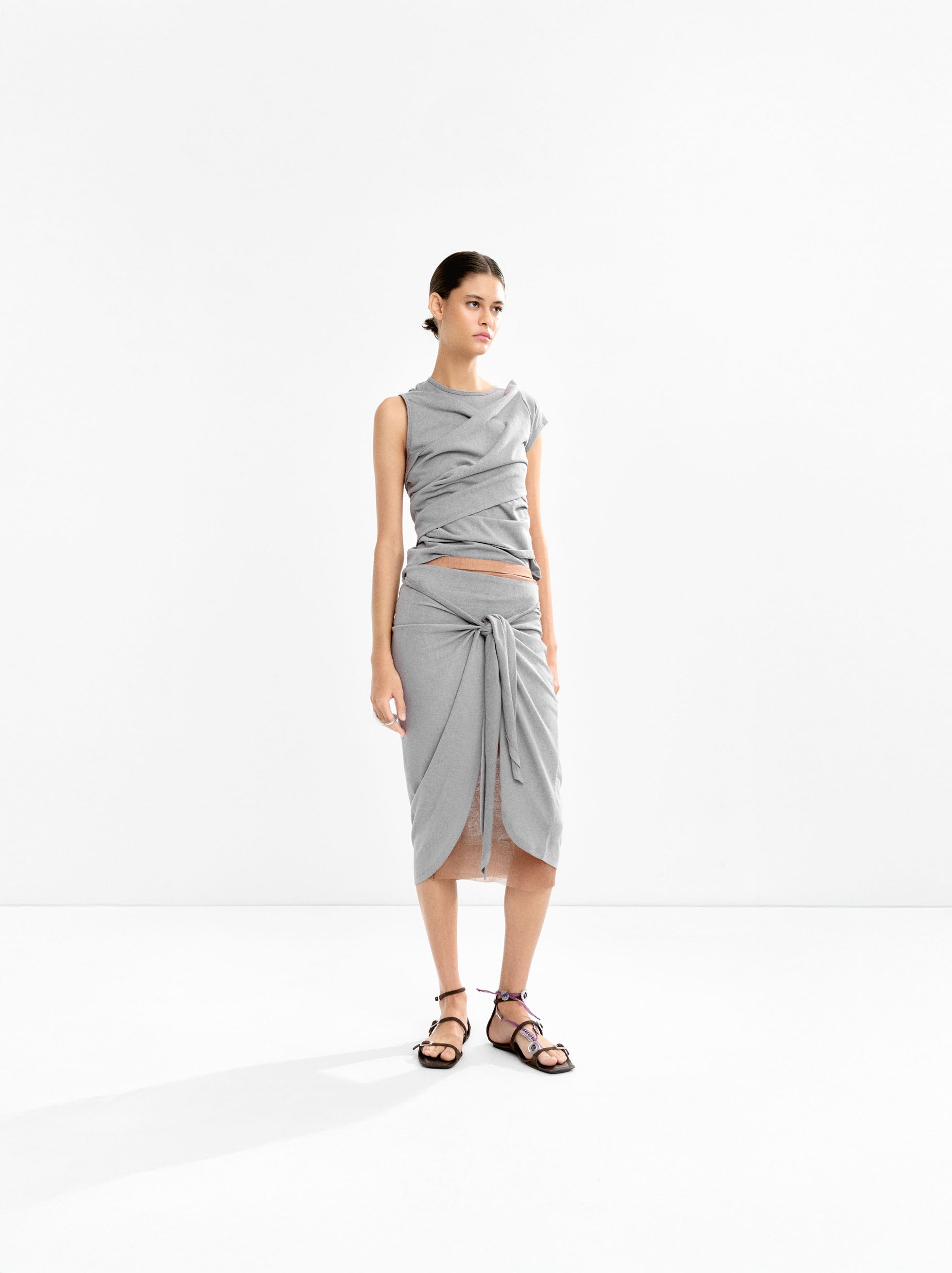 Falda Algodón Drapeada