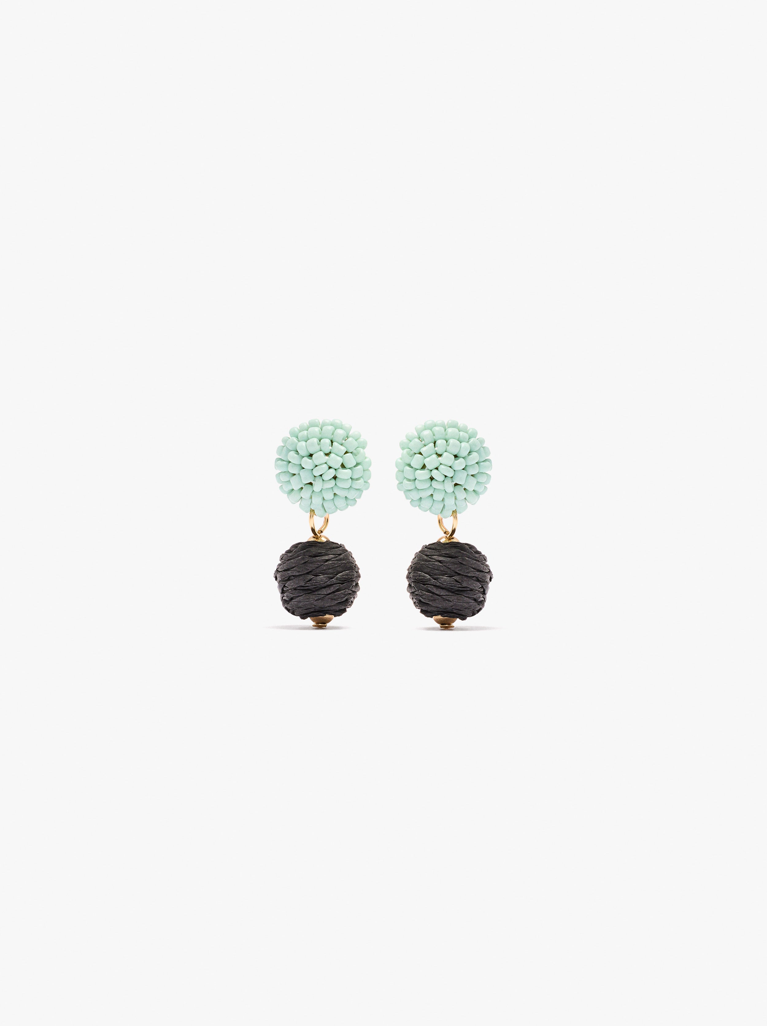 Pendientes Con Esferas Efecto Rafia