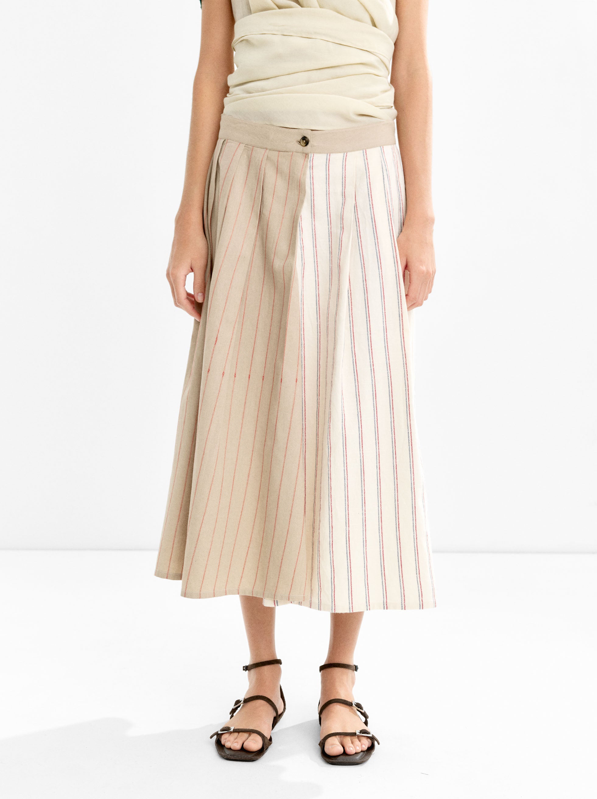 Falda Midi Bicolor A Rayas