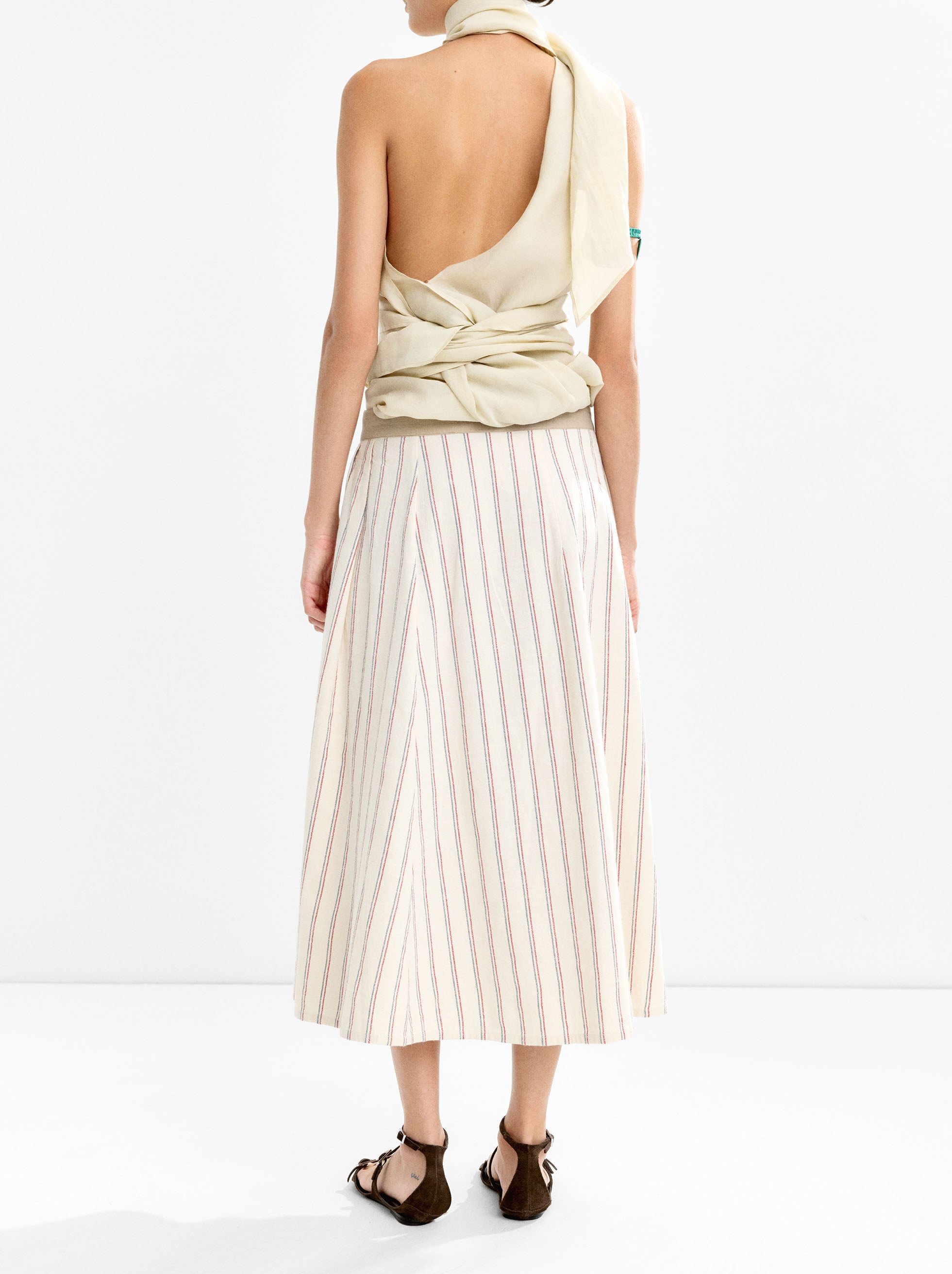 Falda Midi Bicolor A Rayas