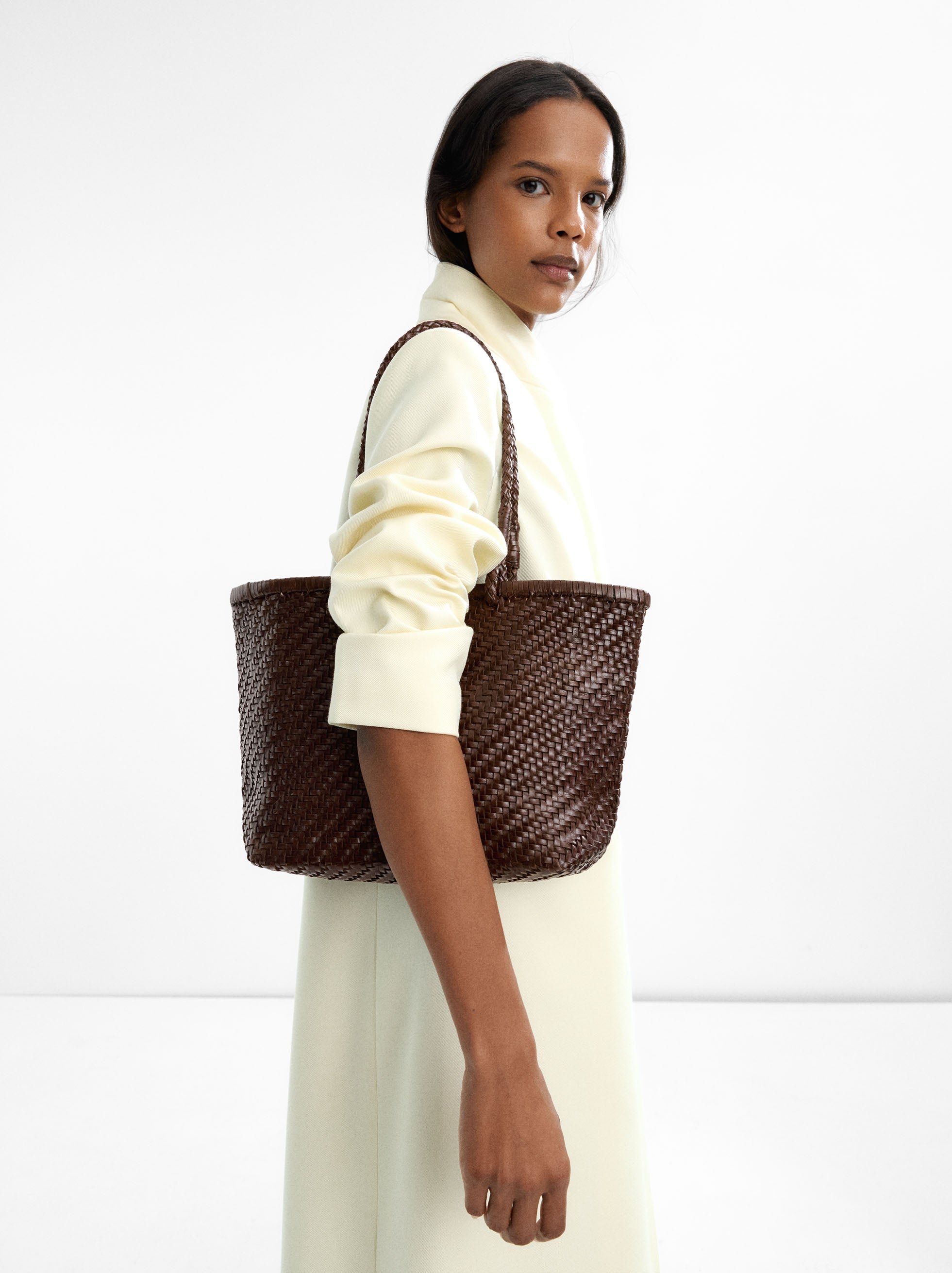 Bolso Shopper De Piel Trenzada