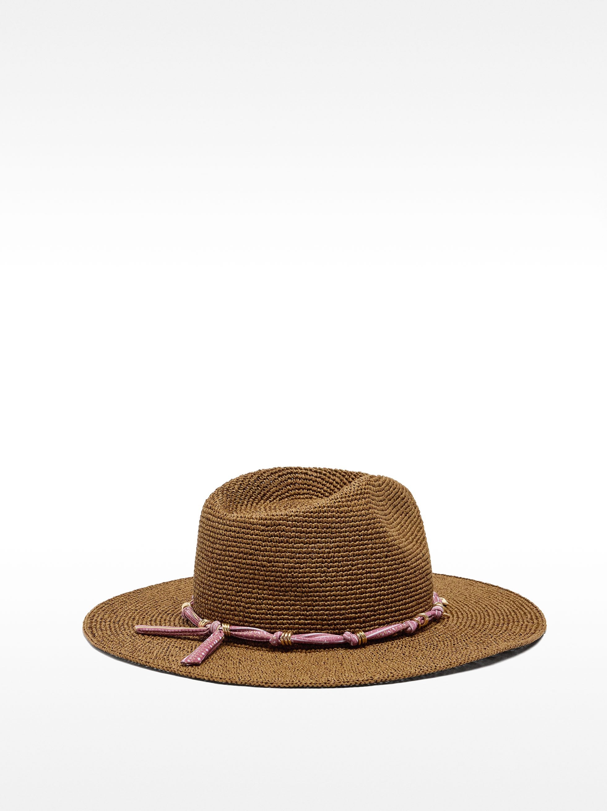 Sombrero Efecto Rafia Con Cinta