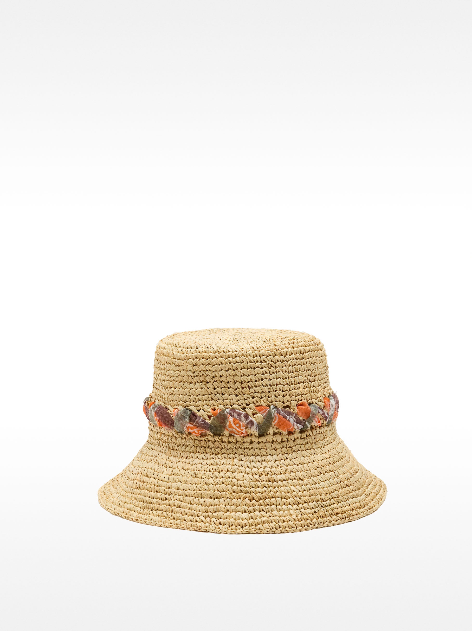 Sombrero Tipo Bucket Efecto Rafia Con Cinta