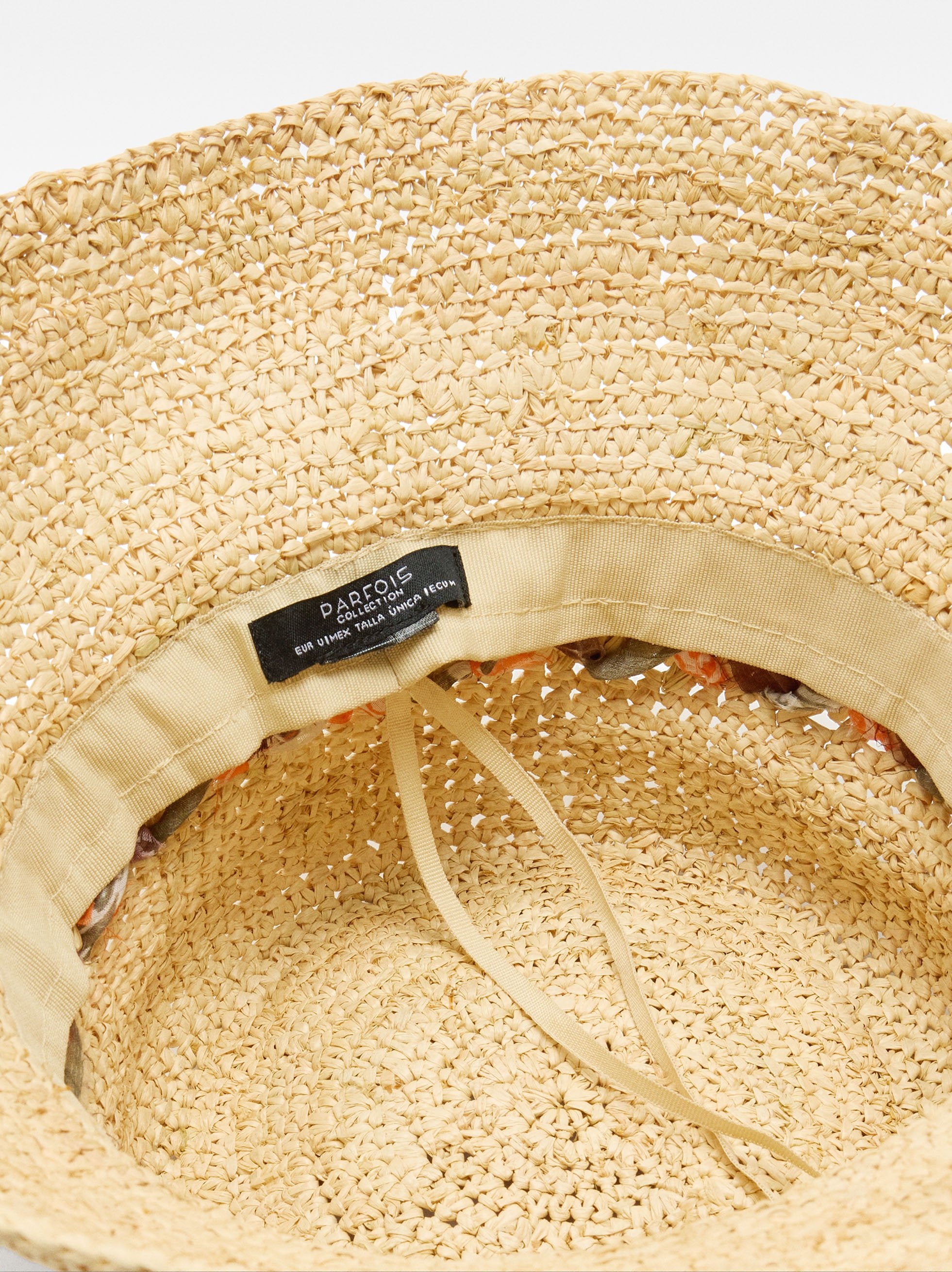 Sombrero Tipo Bucket Efecto Rafia Con Cinta