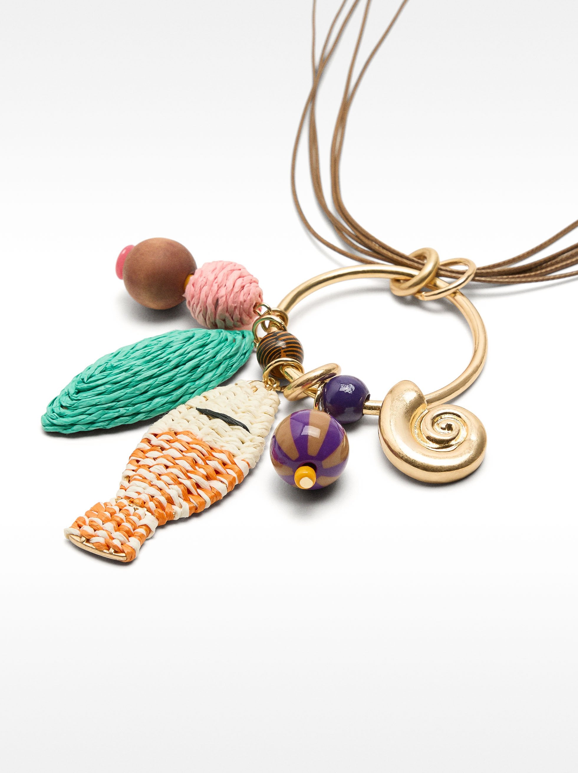 Collar Largo Múltiple Colgante Multicolor