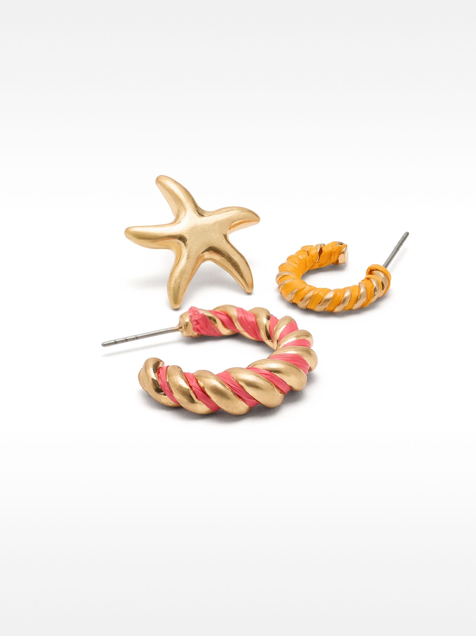 Set De Aretes Con Rafia