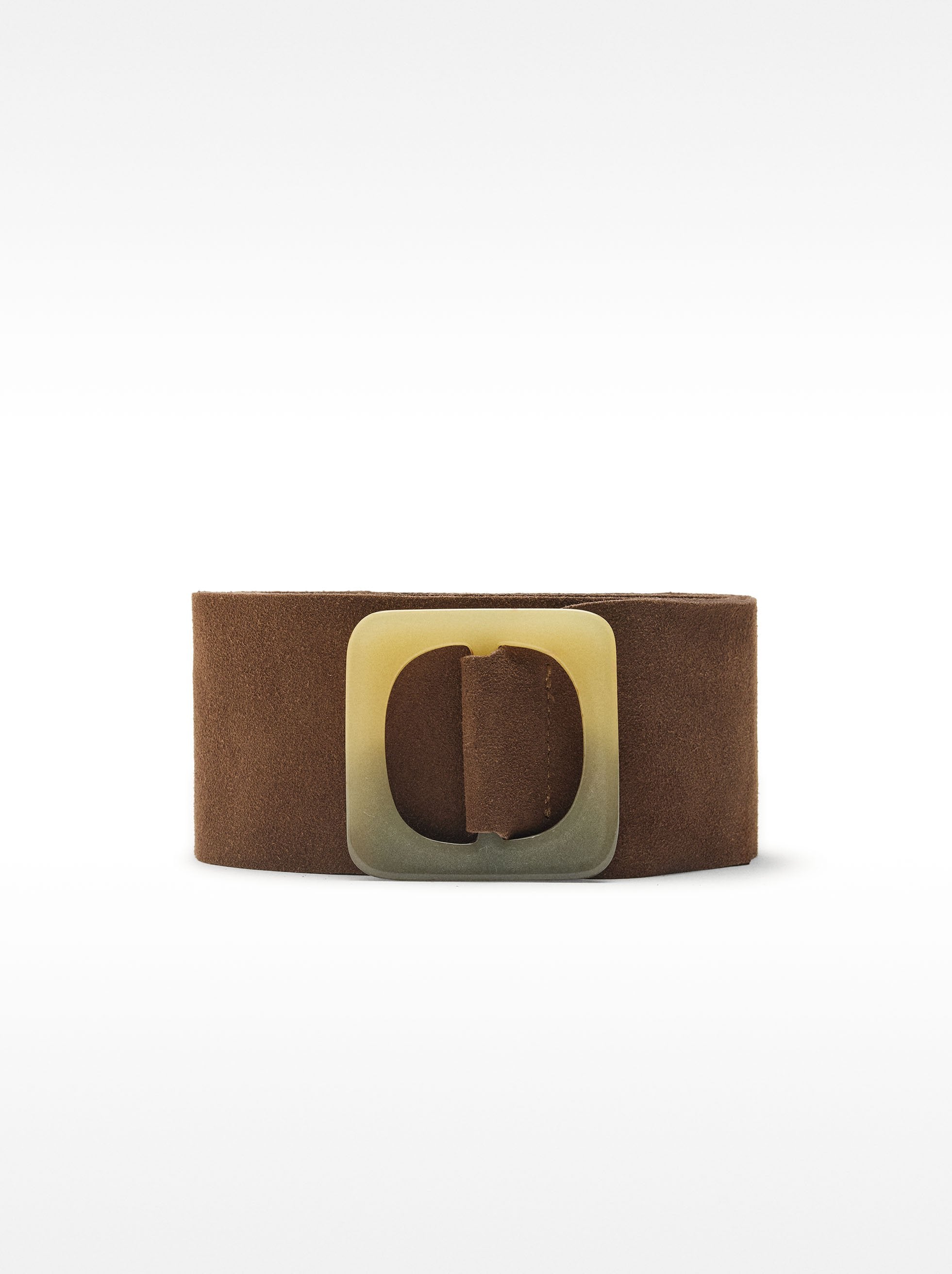 Cinturón De Piel Con Hebilla Cuadrada