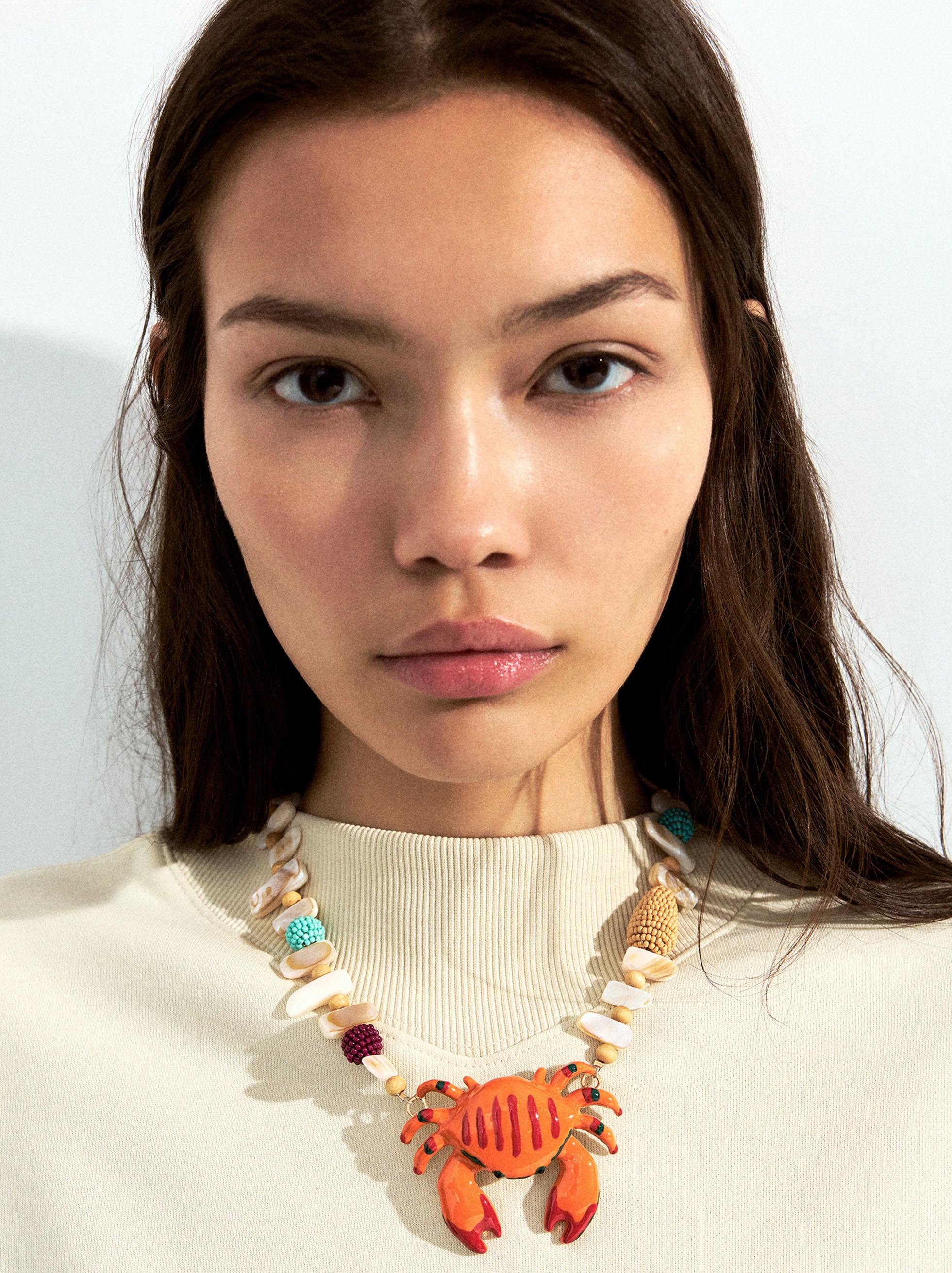 Collar Corto Conchas Colgante Cangrejo