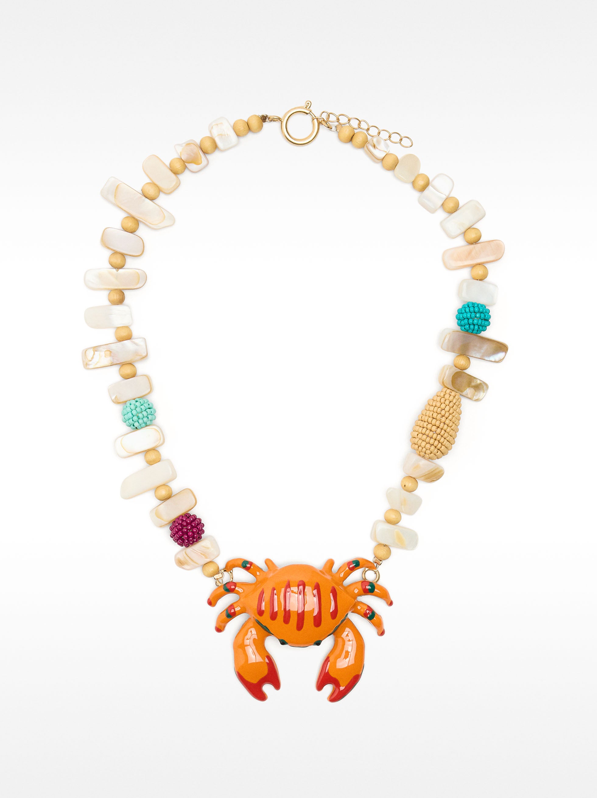 Collar Corto Conchas Colgante Cangrejo