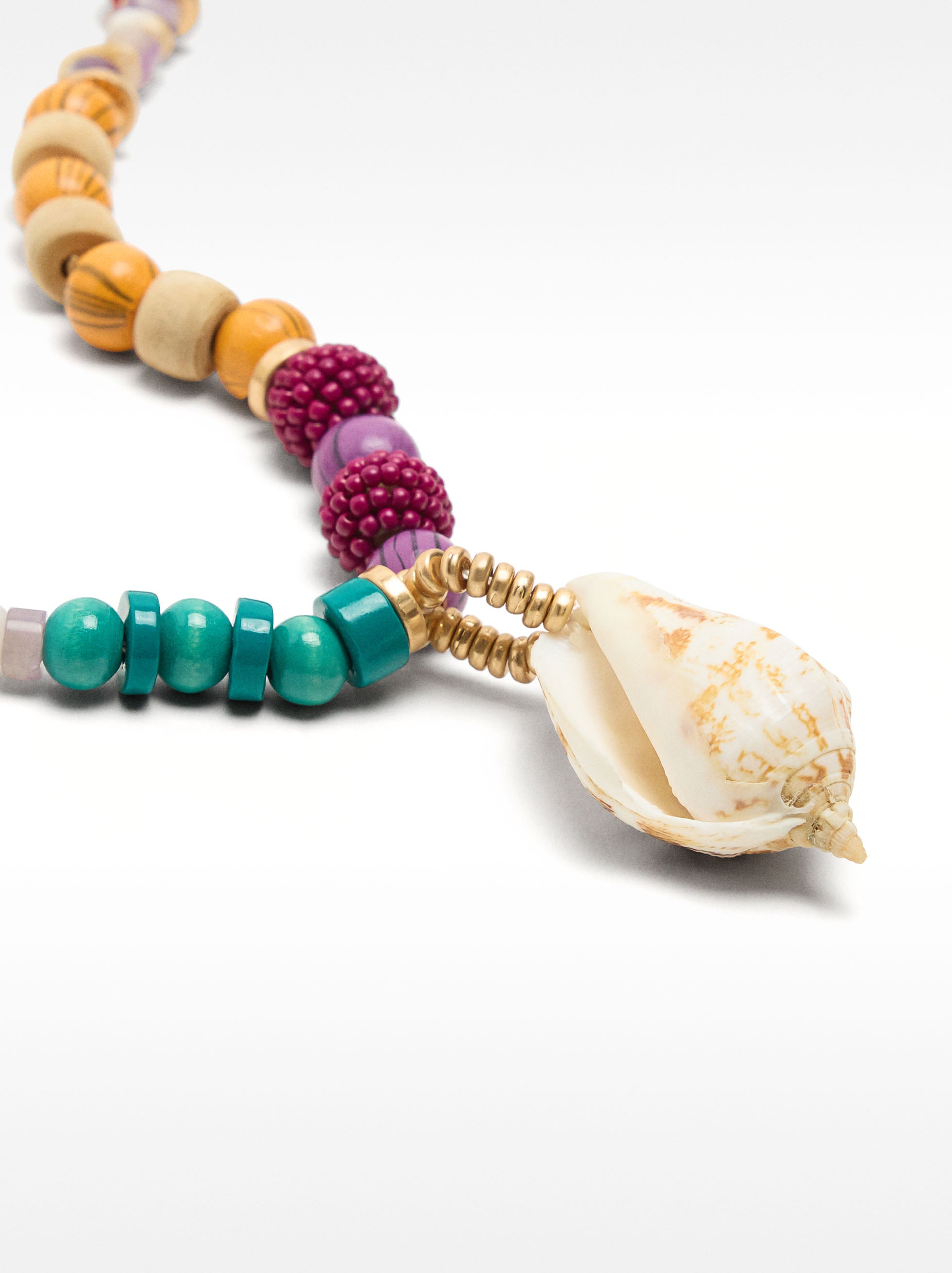 Collar De Cuentas Colgante Concha