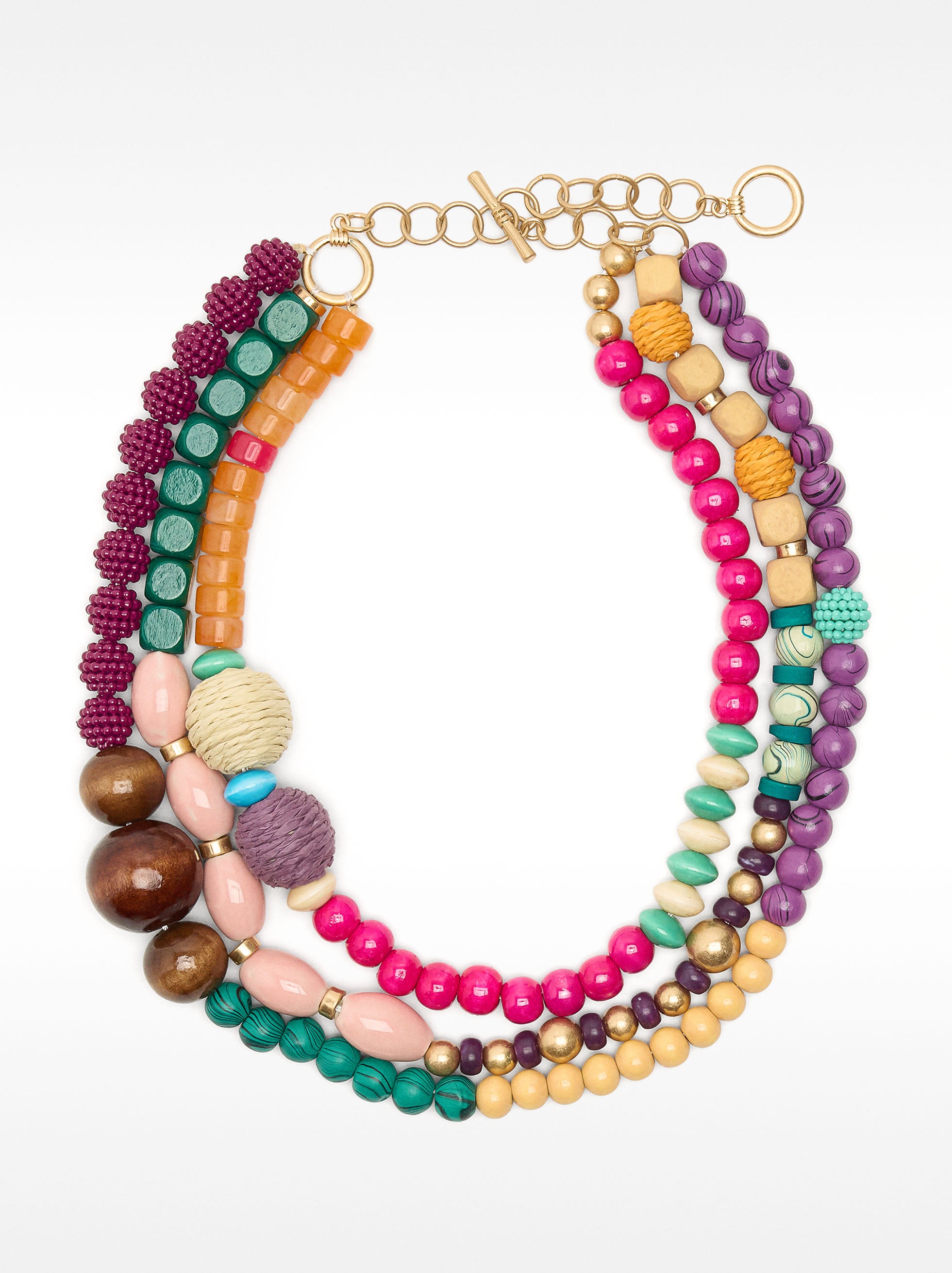Collar De Cuentas Triple Multicolor