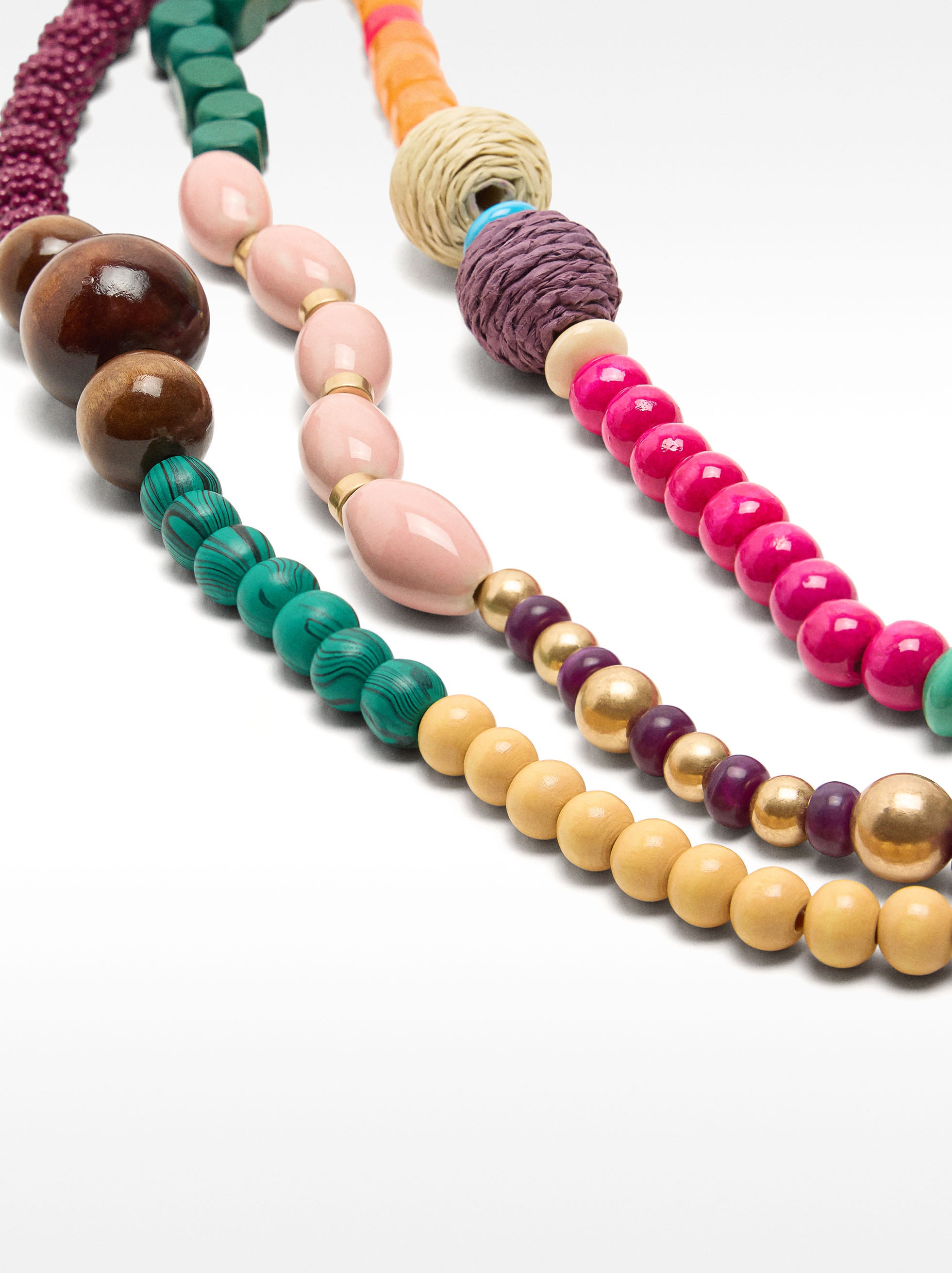 Collar De Cuentas Triple Multicolor