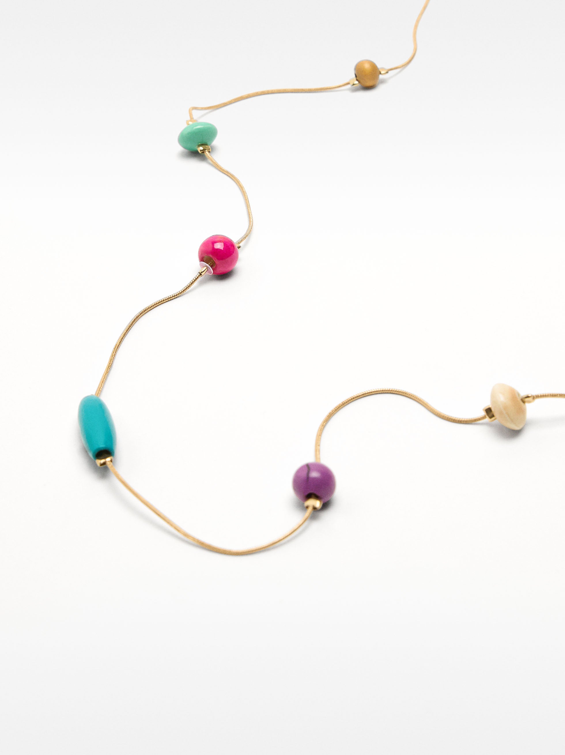 Collar Largo De Cuentas Multicolor