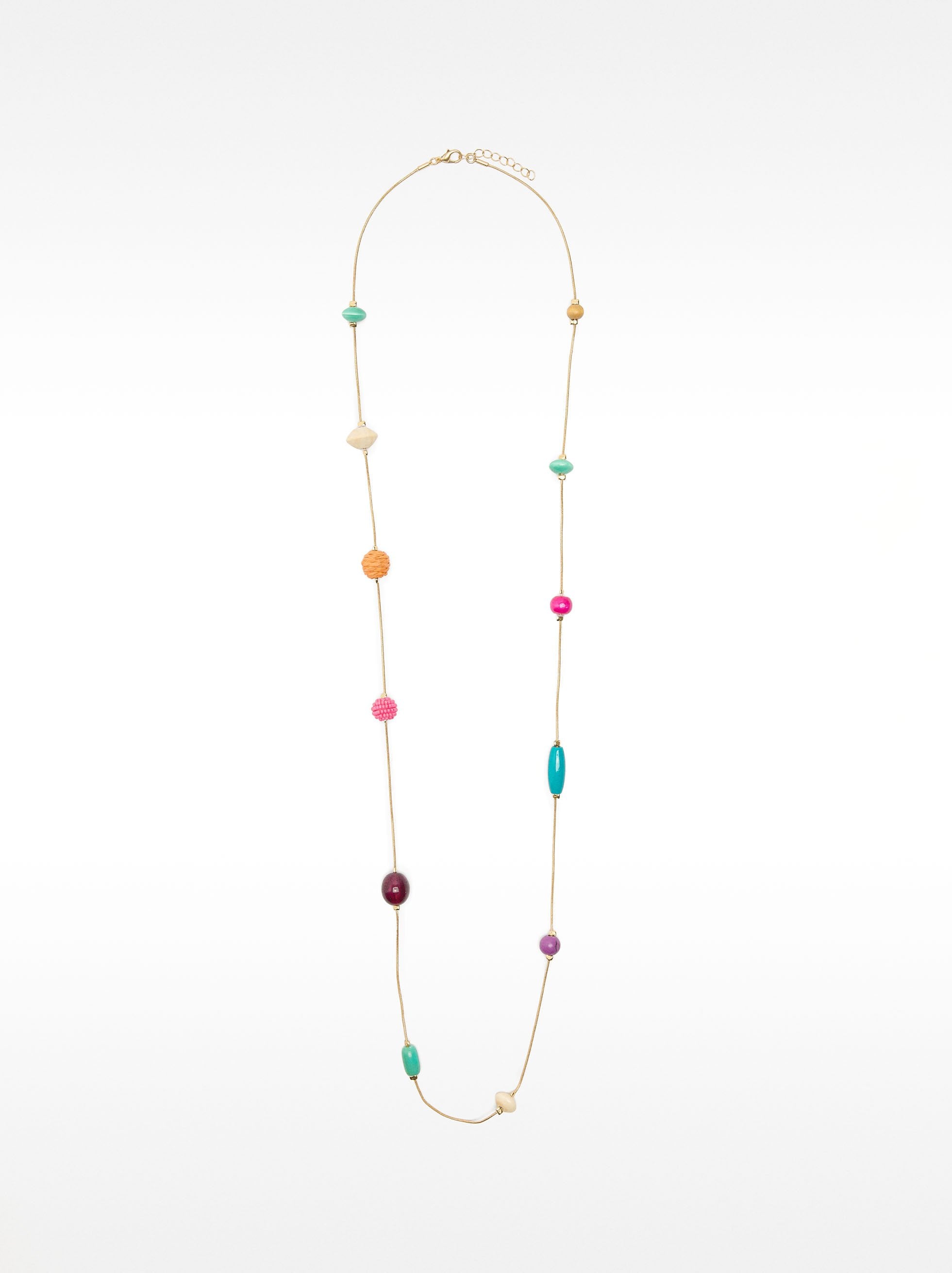 Collar Largo De Cuentas Multicolor